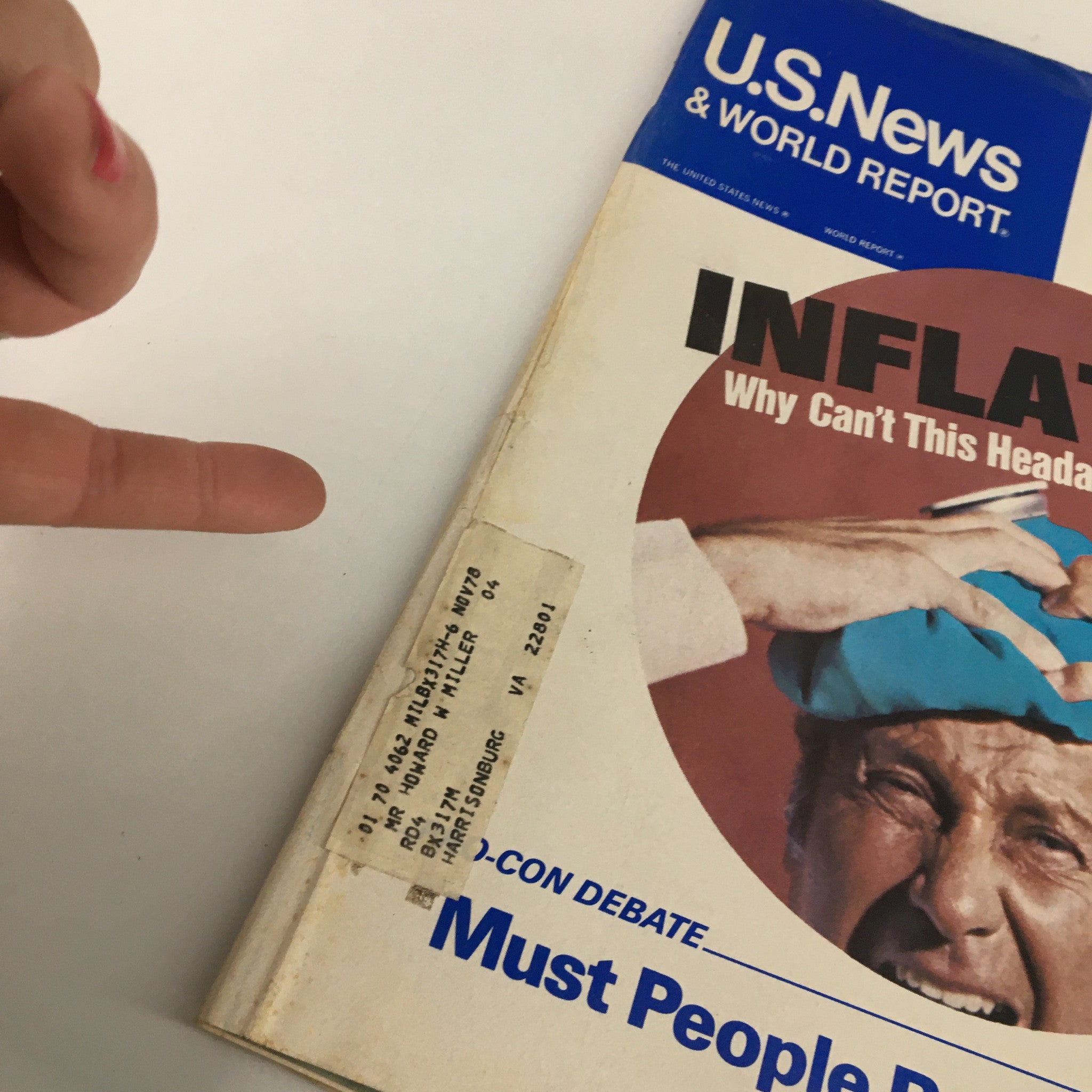 Close-up of US News & World Report Magazine cover from August 22, 1977, displaying the title 'Why Can't This Headache Be Cured?' along with a label indicating previous ownership, capturing the vintage feel of the late 1970s health narratives.