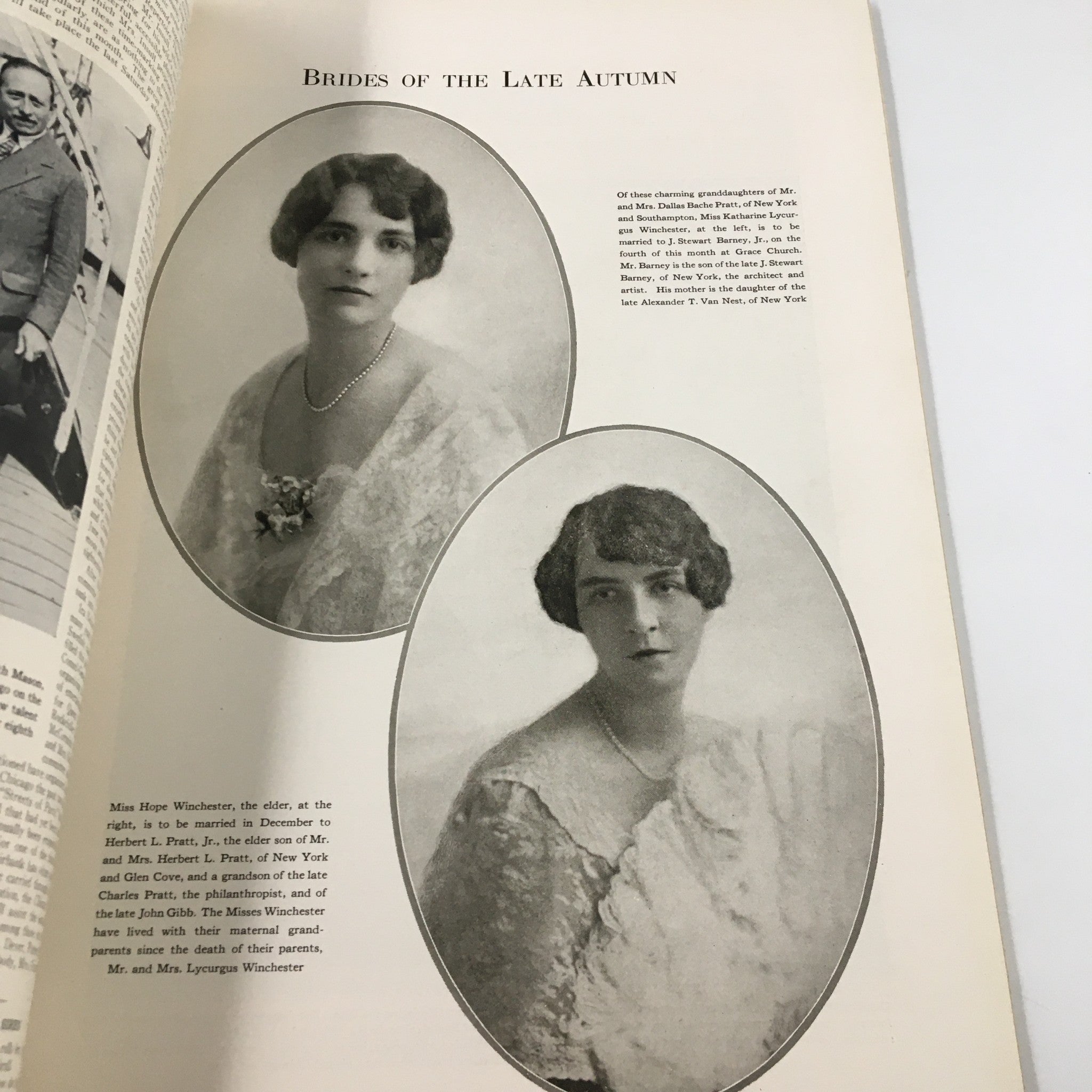 Portraits of brides from The Spur Magazine November 1, 1926 featuring Miss Hope Winchester and Mrs. Eurgeina Winchester, presented in an elegant layout reflecting 1920s photography style.