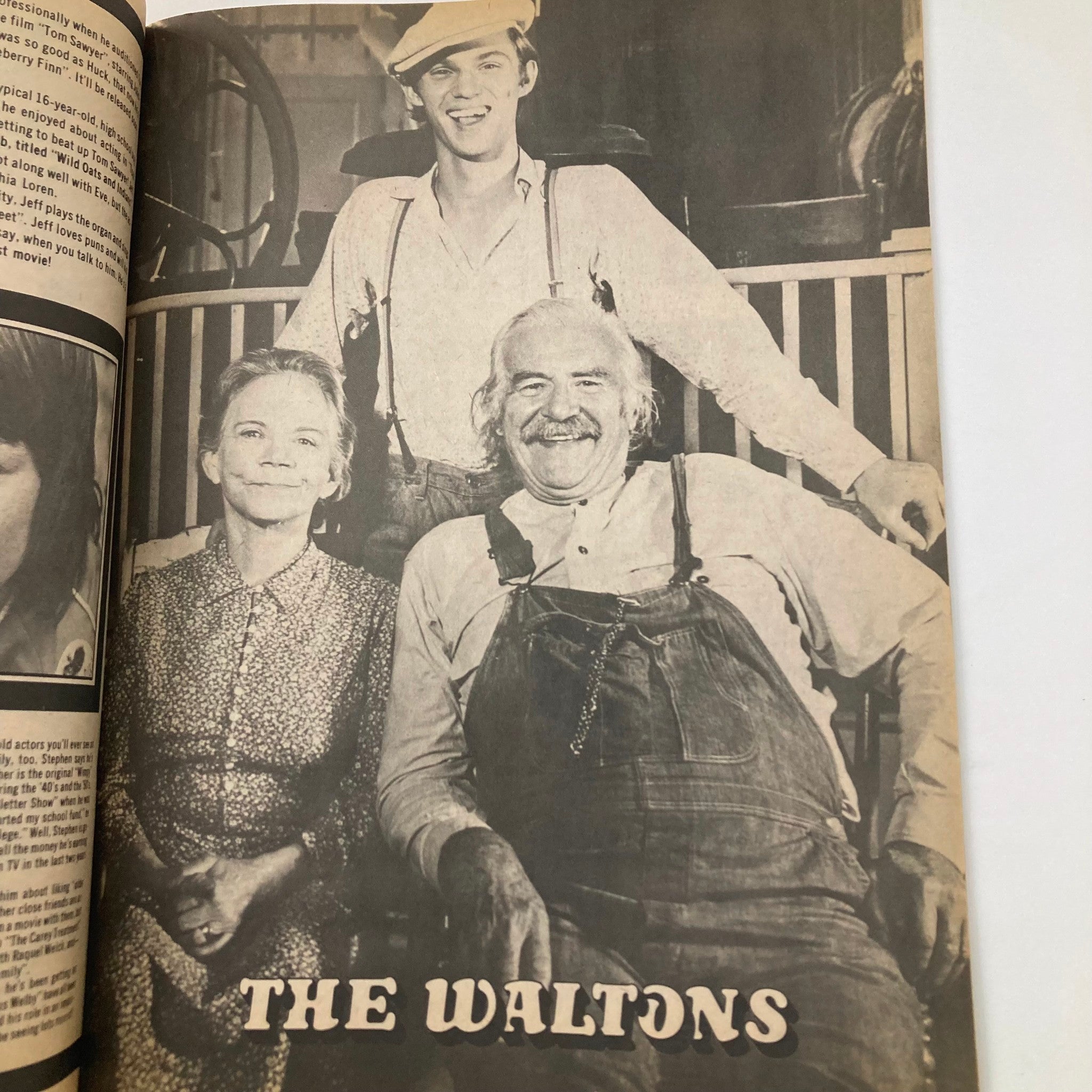 Image of the cast of The Waltons featured in VTG Teen Life Magazine September 1974 Vol 15 #1, showcasing their nostalgic charm.