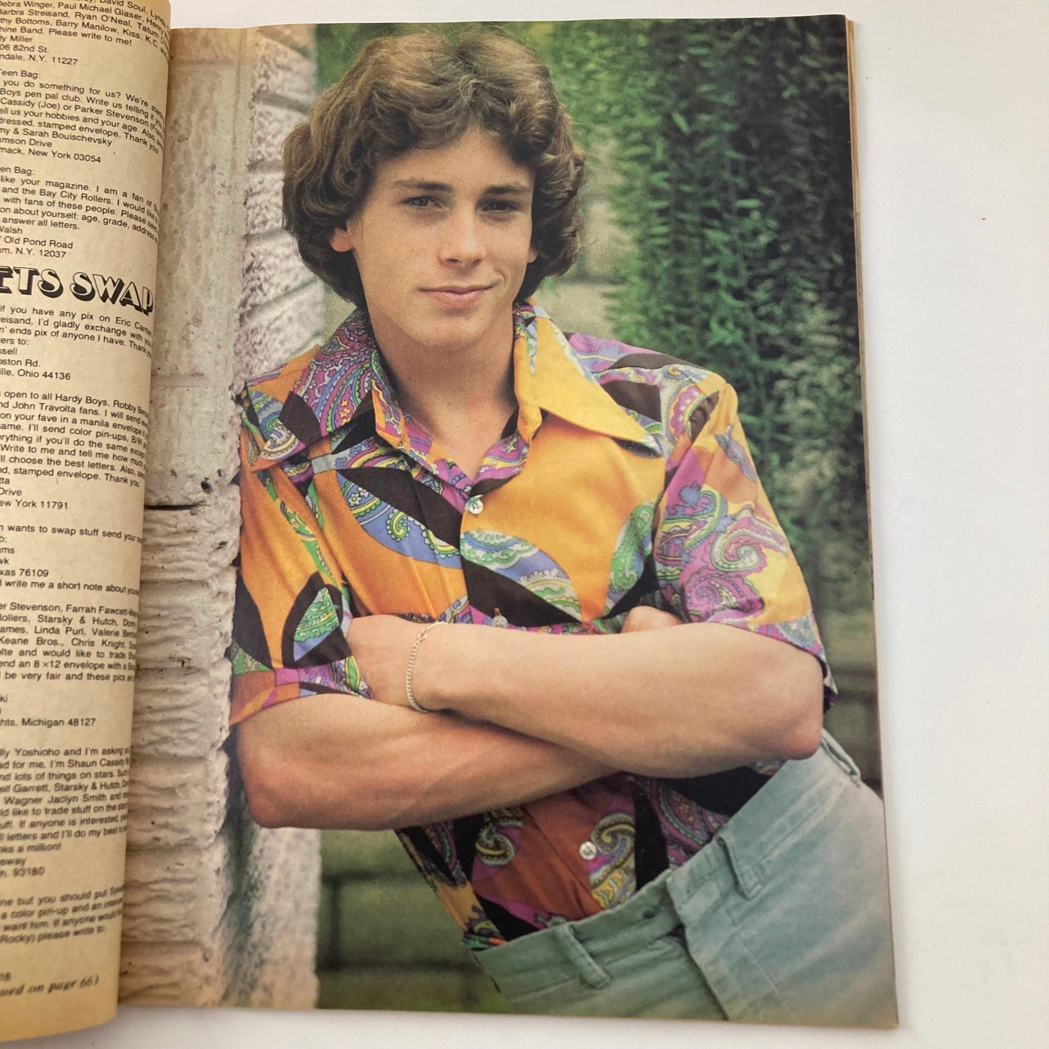 Another inside page of VTG Teen Bag Magazine showing a teenage model in colorful patterned clothing, representing the fashion of the 1977 era.