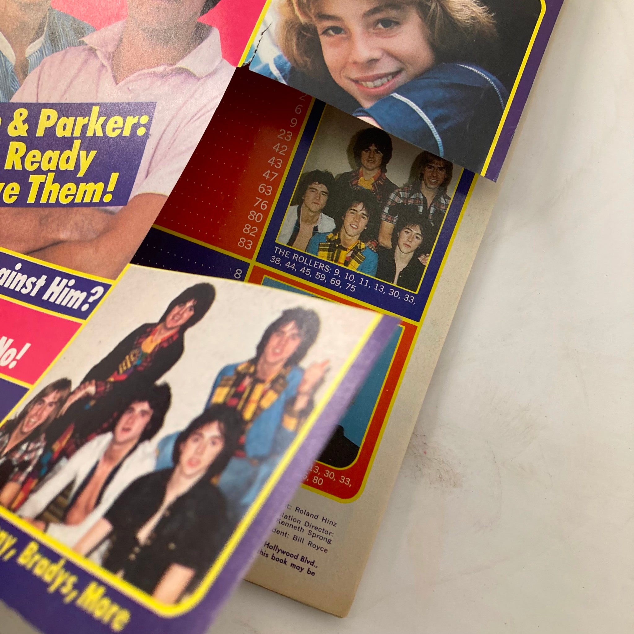 Inside of Tiger Beat Star Magazine May 1977, displaying various celebrity features and photos, highlighting the vibrant youth culture and nostalgia of the late 1970s.