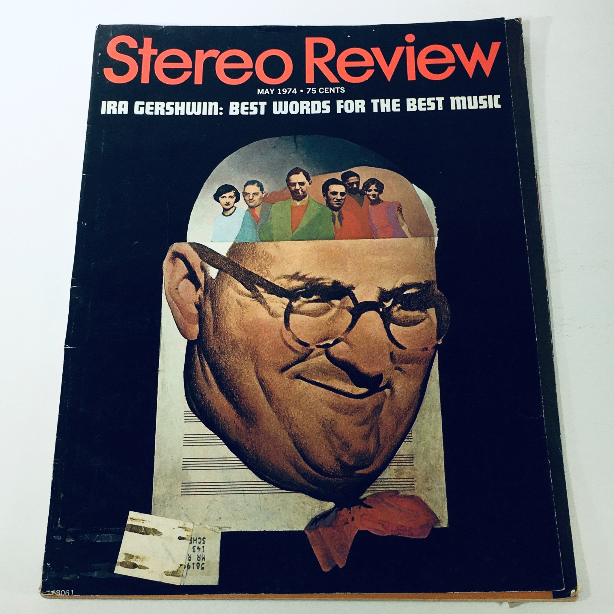 Cover of the Stereo Review Magazine, May 1974, featuring an artistic depiction of Ira Gershwin and the text 'BEST WORDS FOR THE BEST MUSIC'.