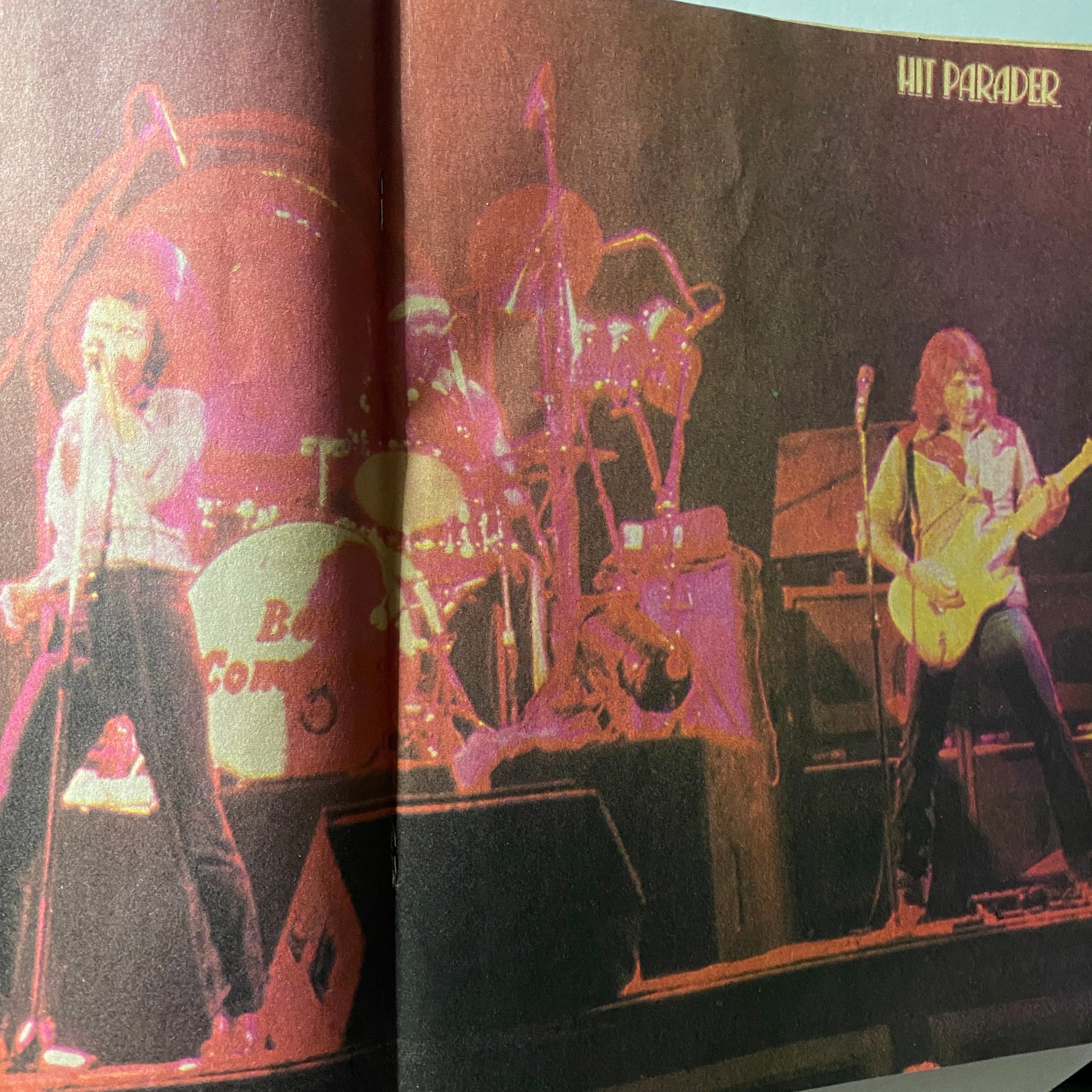 Centerfold image from VTG Hit Parader Magazine December 1979 featuring a live performance of Bad Company, capturing the energy of classic rock music.