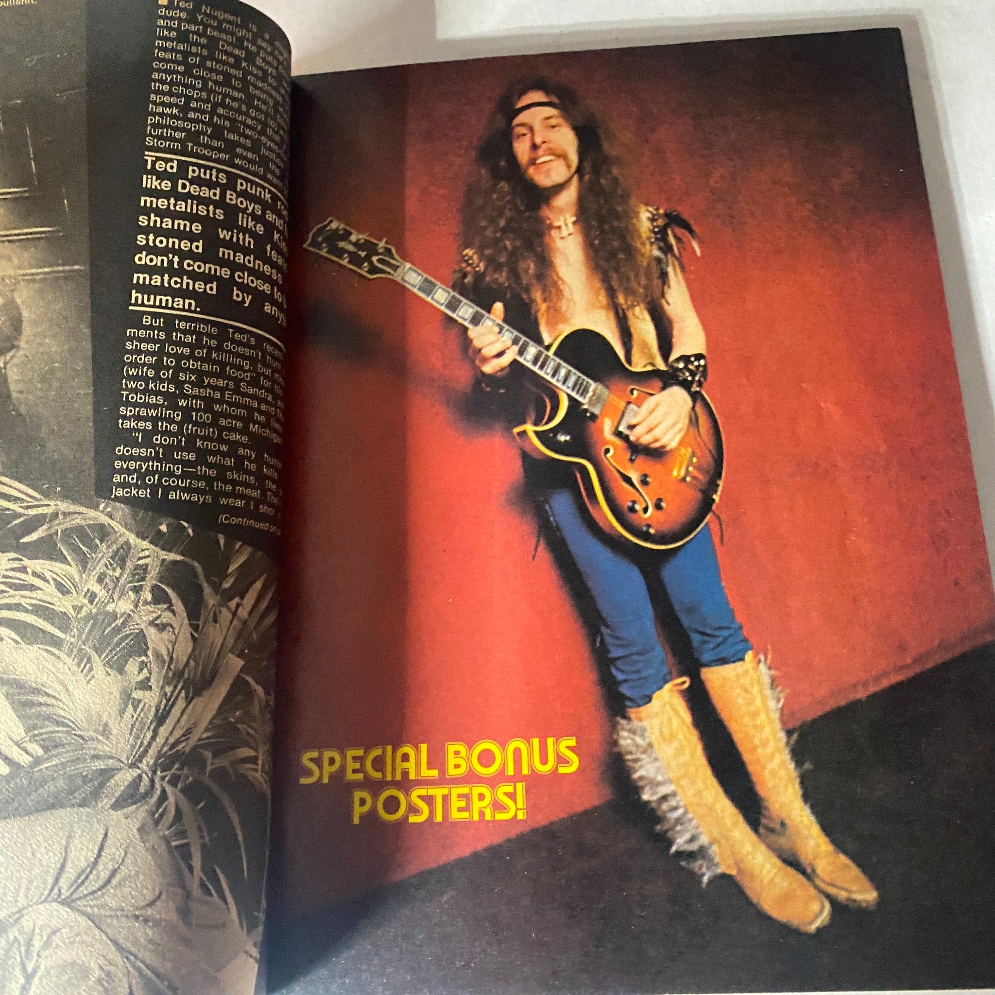 VTG Rock Magazine January 1978 featuring a musician with long hair playing guitar, highlighting special bonus posters.