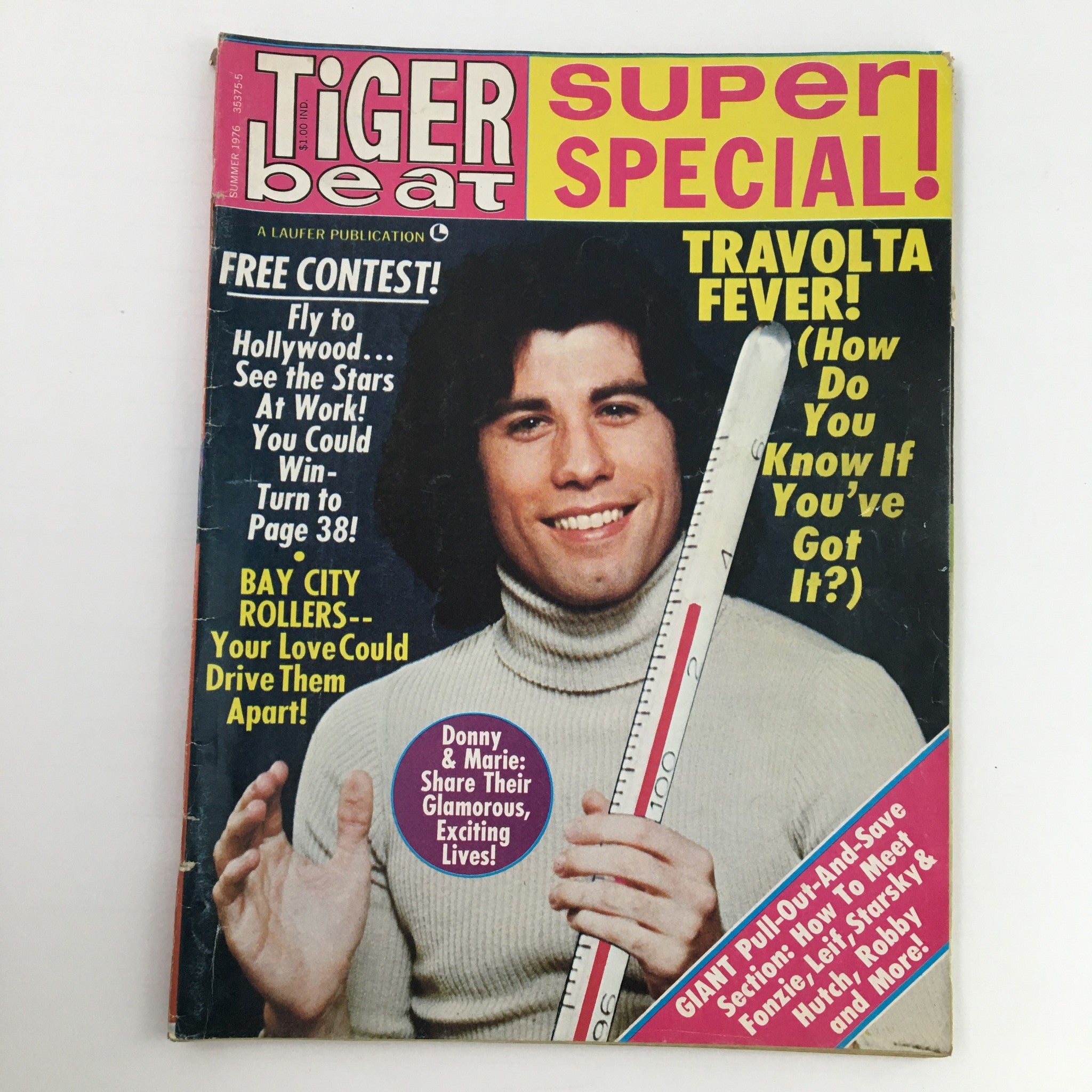 Tiger Beat Magazine Summer 1976 featuring John Travolta on the cover, showcasing the 1970s pop culture phenomenon including 'Travolta Fever!' and articles about The Bay City Rollers.