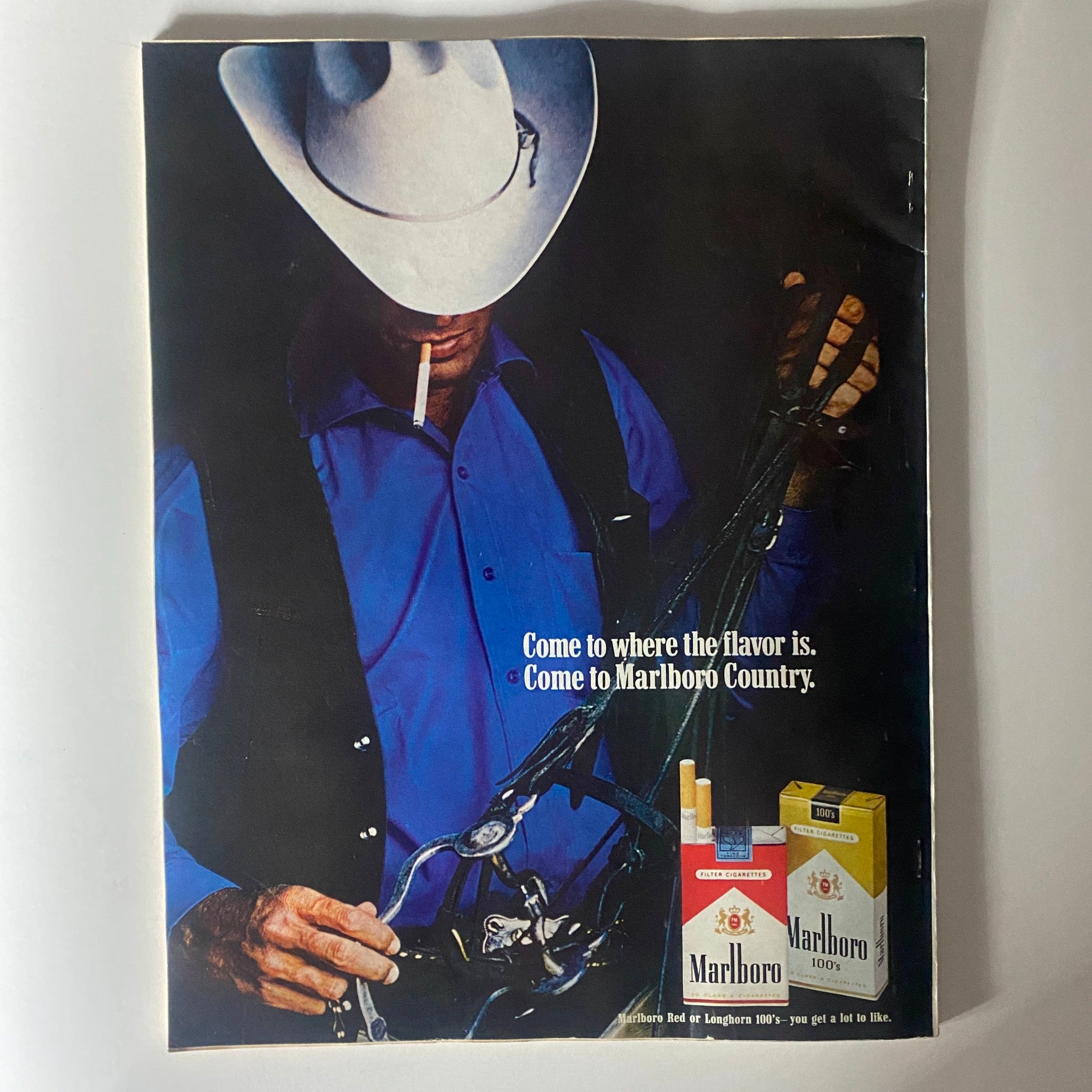 Back cover of Esquire Magazine February 1970 No. 435 featuring a Marlboro advertisement with a cowboy, capturing the advertising style of the 1970s.