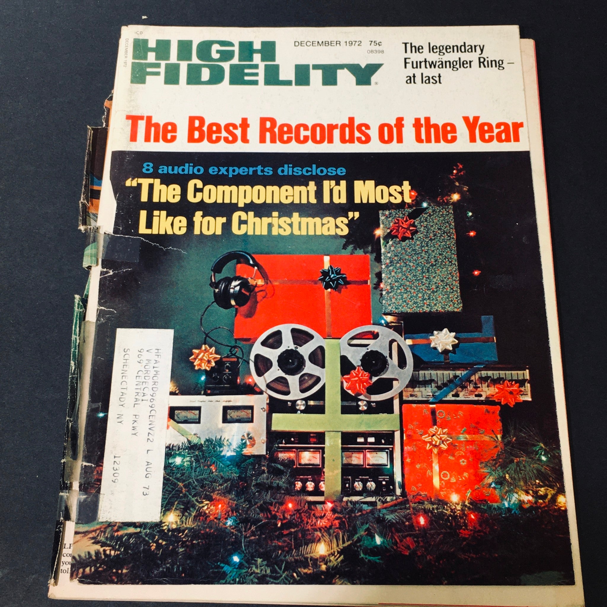 Cover of the VTG High Fidelity Magazine December 1972 featuring 'The Best Records of the Year' and showcasing the Wilhelm Furtwängler Ring at Last.