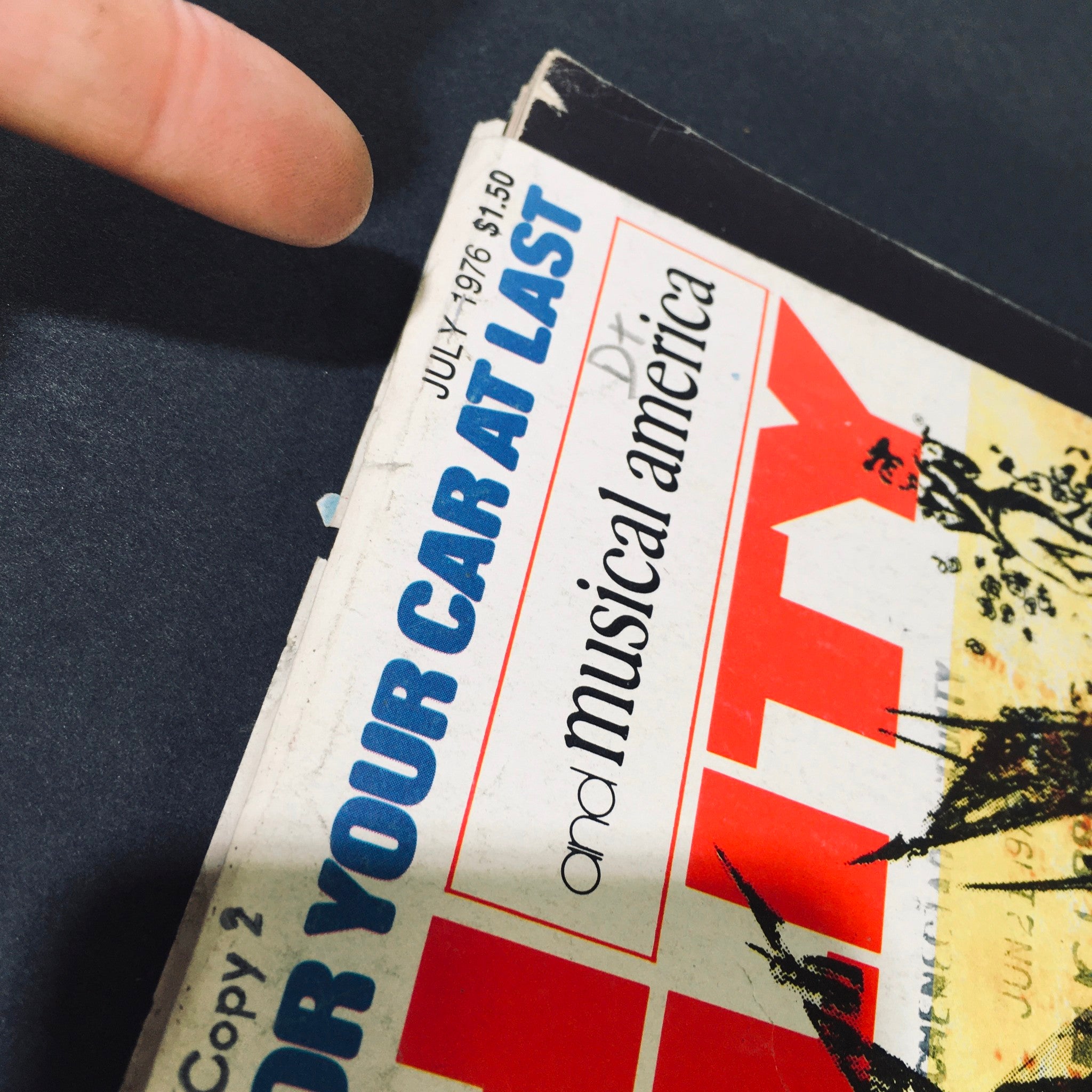 Detail of the cover of High Fidelity Magazine July 1976, featuring the date and price, illustrating its vintage appeal.