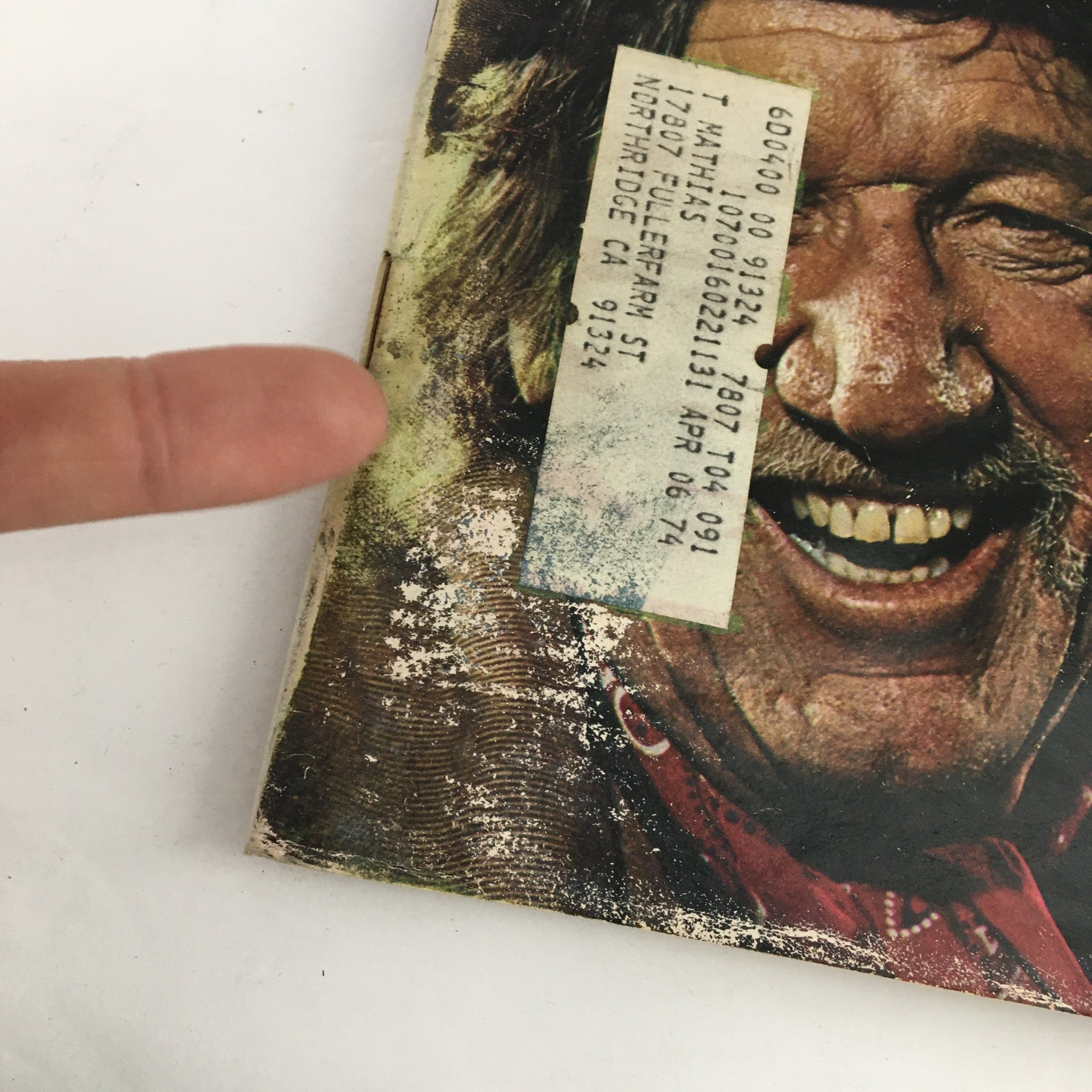 Close-up of the February 23, 1974 TV Guide Magazine featuring Richard Boone of Hee Ramsey, highlighting address label and details in vintage condition.