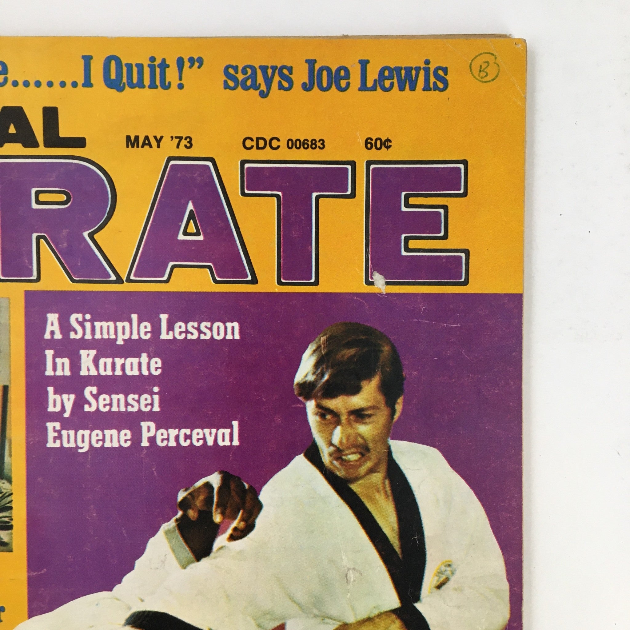 Cover of Official Karate Magazine May 1973 featuring Muhammad Ali and Sensei Eugene Perceval, highlighting an article about karate.
