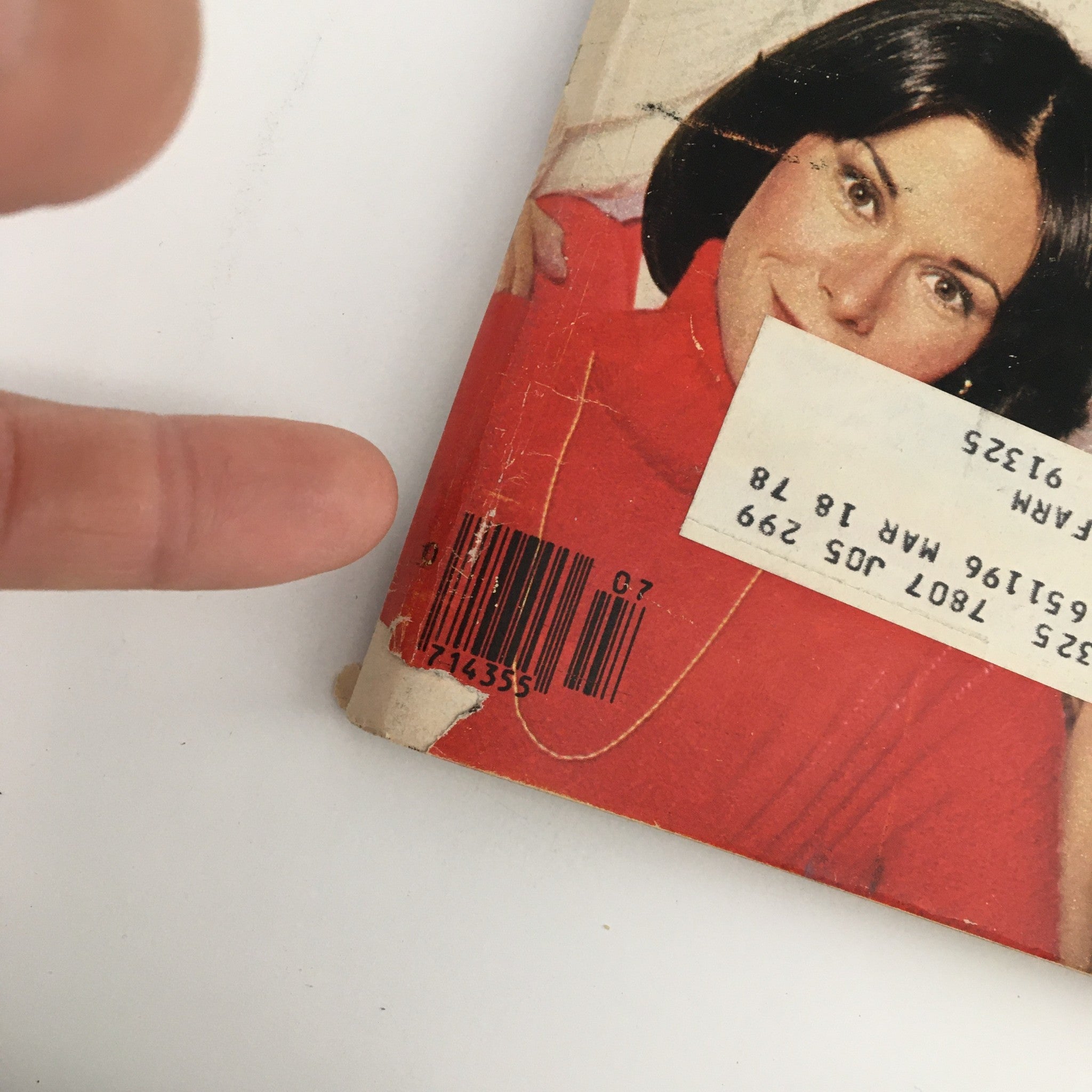 Close-up of the back cover of TV Guide Magazine February 18 1978 featuring a cast member from Charlie's Angels, with a visible barcode and address label.