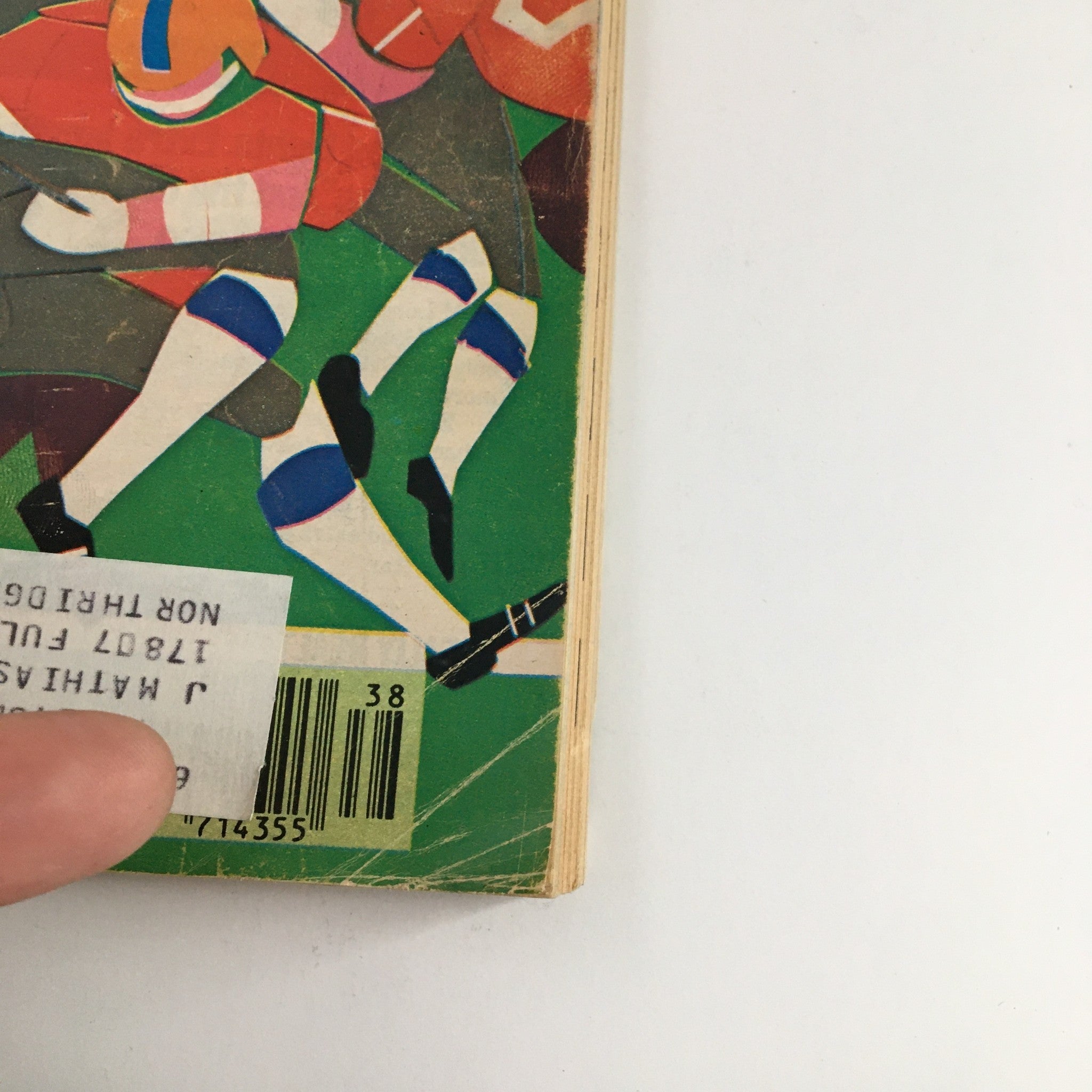 Back cover of TV Guide Magazine September 17 1977 L.A. Edition displaying pro football artwork and a visible address label, adding to its vintage appeal.