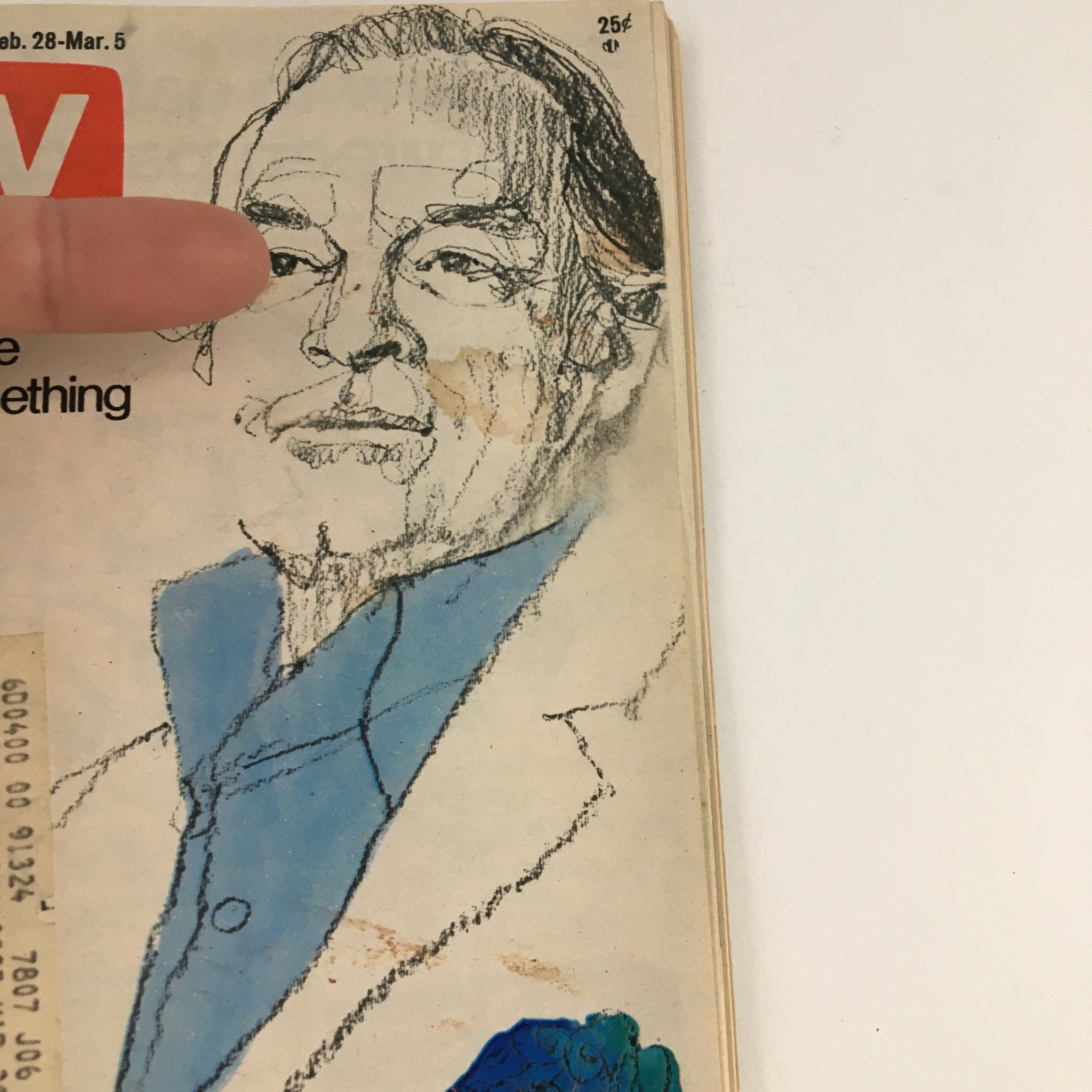 Detailed view of the cover art from TV Guide Magazine February 28 1976 showcasing Bob Hope's portrait and magazine title.