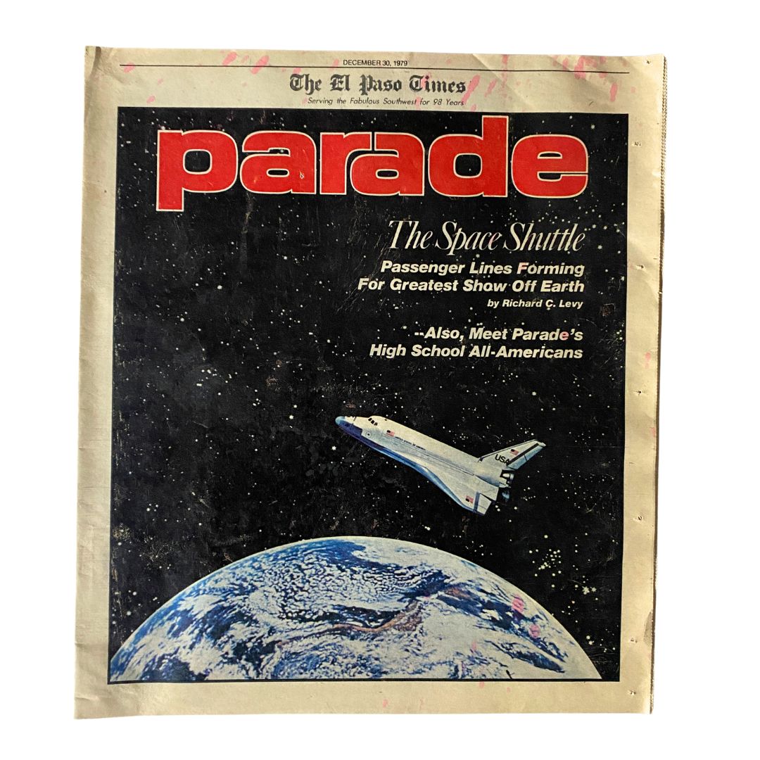Cover of The El Paso Times Magazine December 30 1979 featuring The Space Shuttle with articles on space exploration and vibrant imagery of Earth.