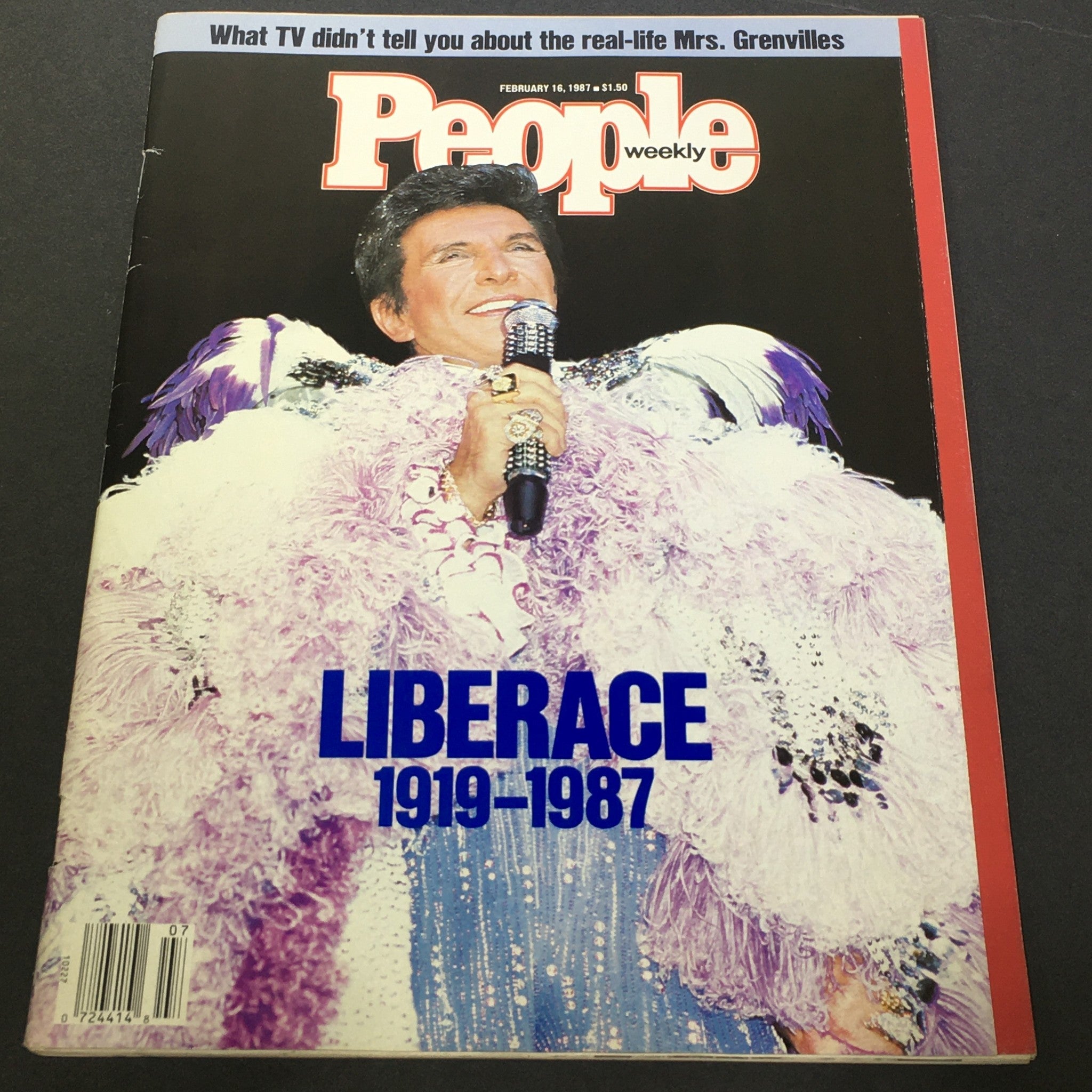 VTG People Weekly Magazine February 16 1987 featuring Valentino Liberace, showcasing his flamboyant style and legacy, with the feature title 'Liberace 1919-1987' prominently displayed.