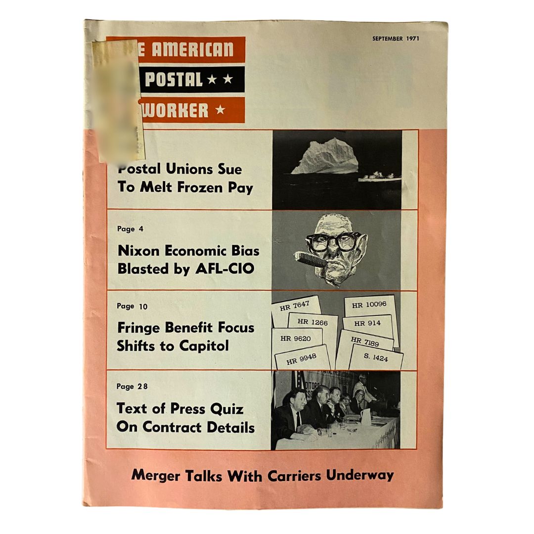 The American Postal Worker Magazine September 1971 Richard Nixon Economic Bias