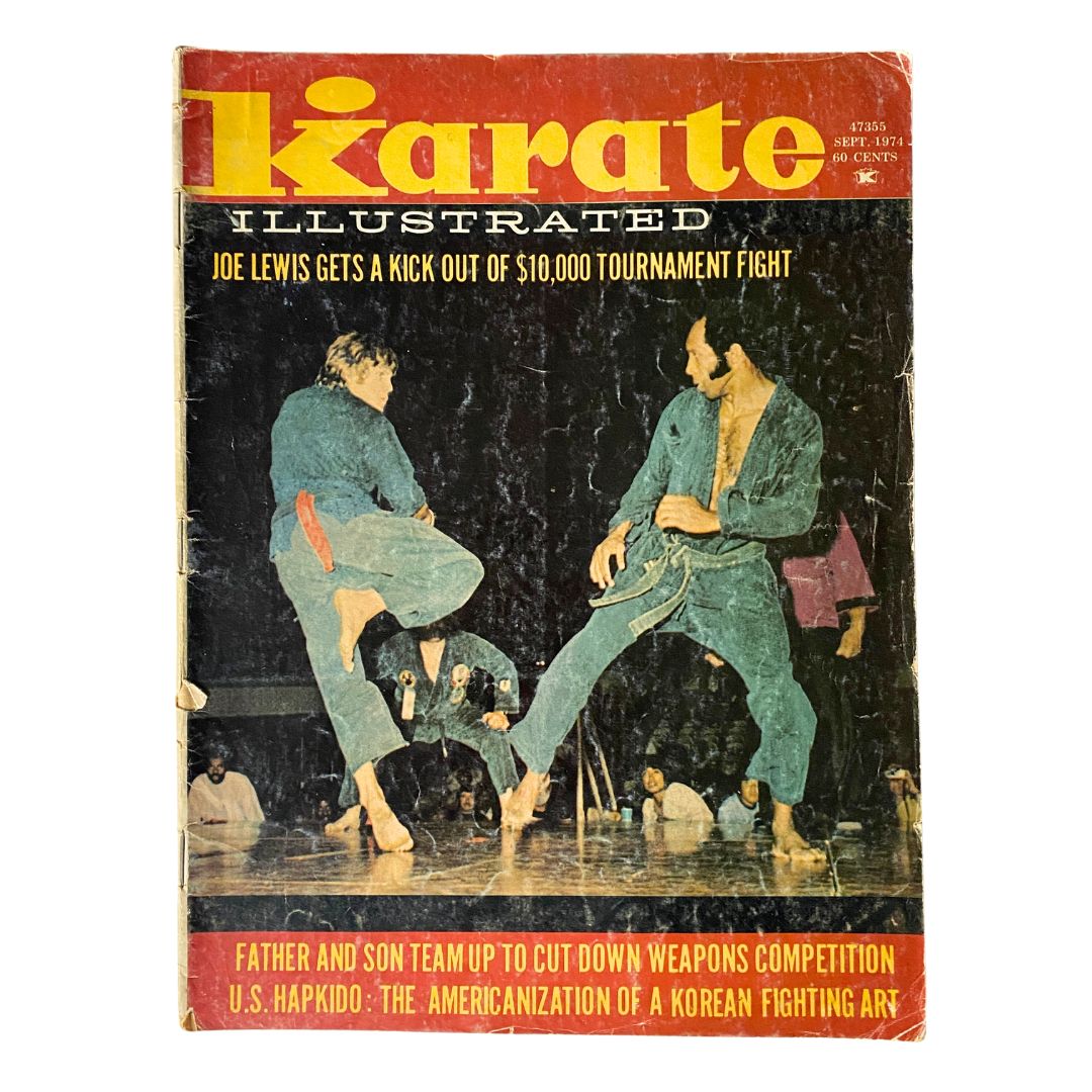 VTG Karate Illustrated Magazine September 1974 featuring Joe Lewis, showcasing a martial arts tournament on the cover.