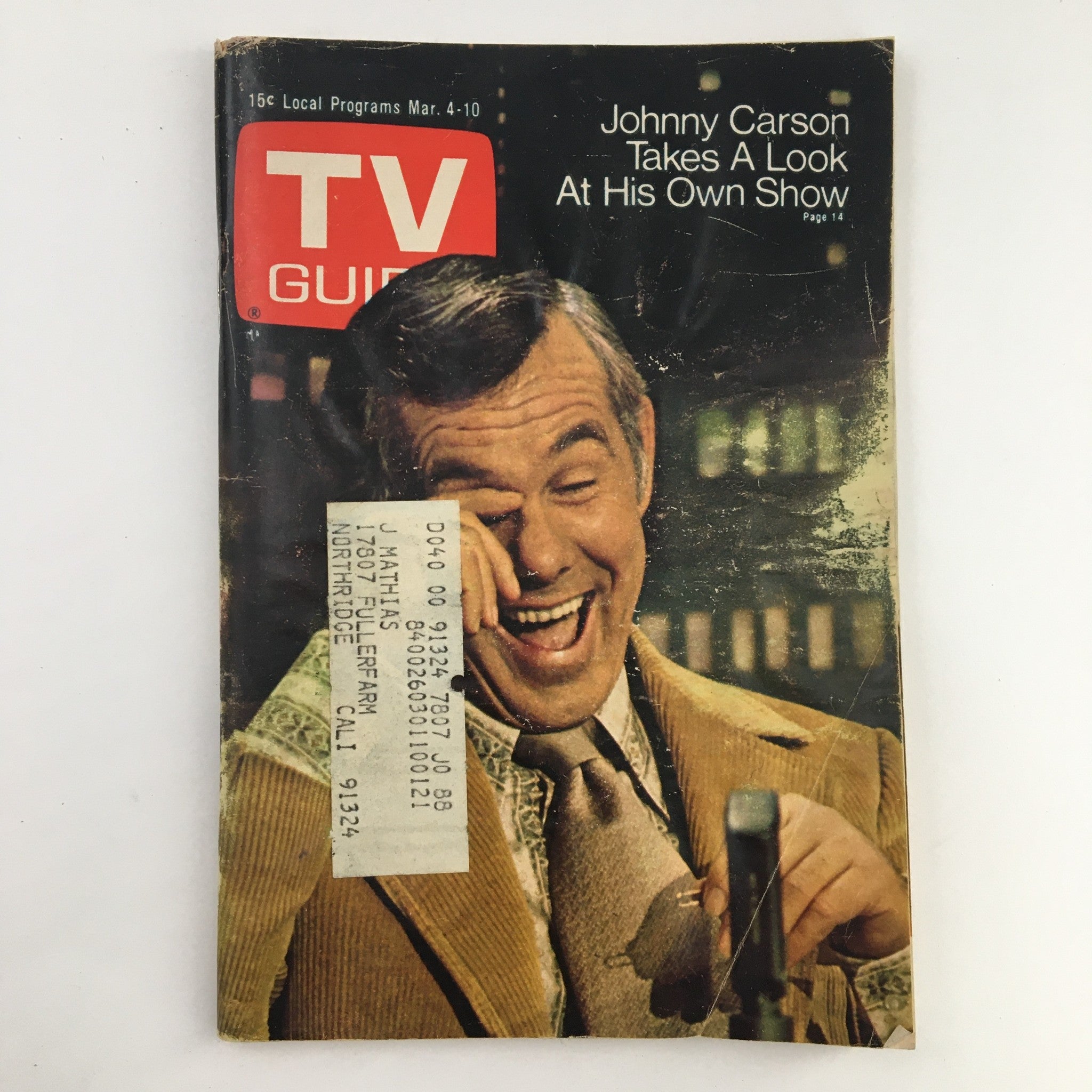 TV Guide Magazine cover from March 4, 1972 featuring Johnny Carson, showcasing him smiling with a humorous expression while discussing his own show.