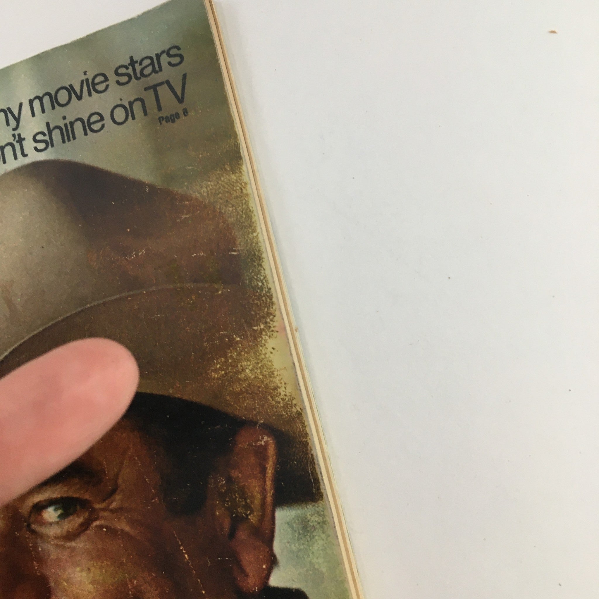 TV Guide Magazine April 1 1972 cover detail displaying Glenn Ford, highlighting intriguing text about movie stars on TV.