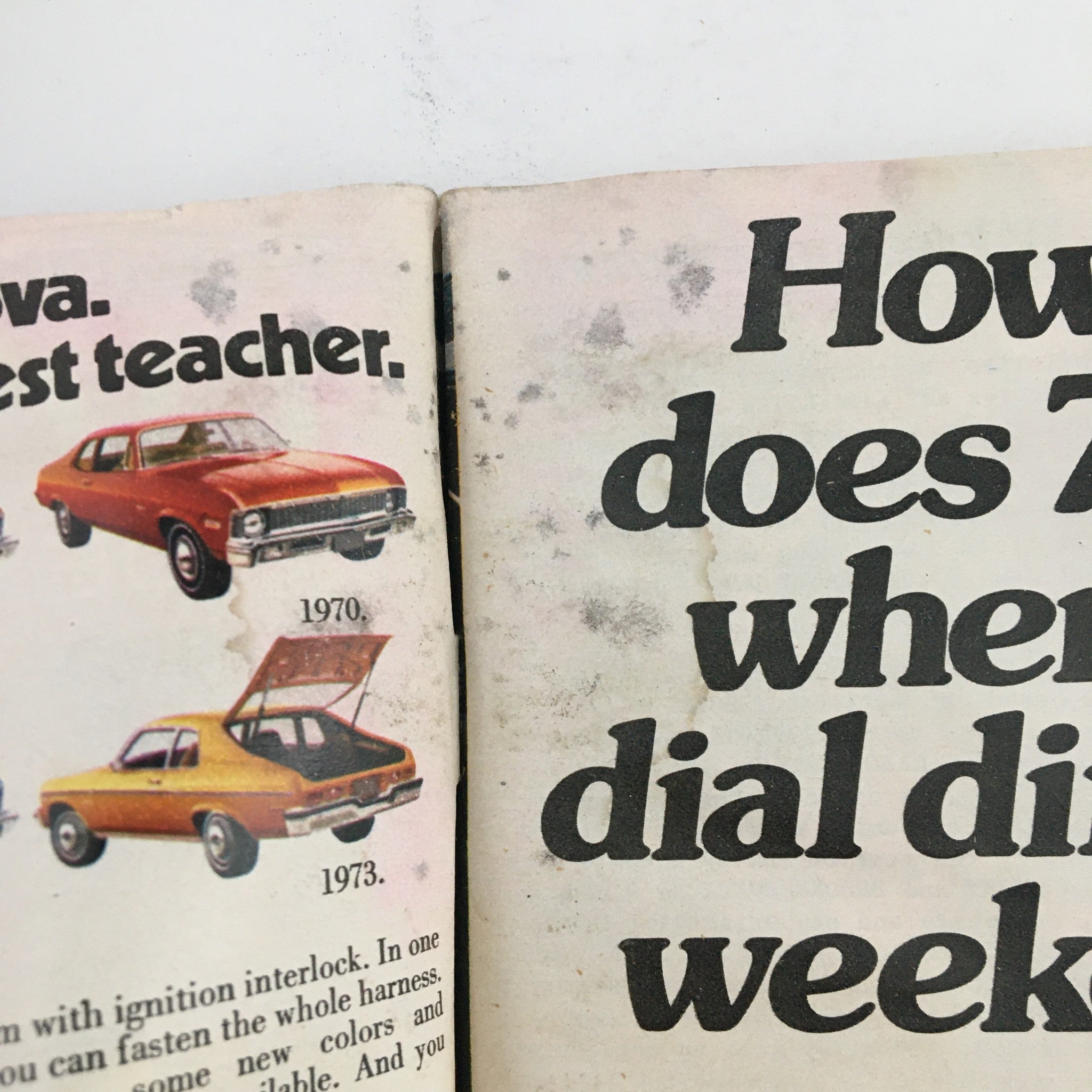 Inside page of TV Guide Magazine from October 27, 1973 displaying advertisements and content about 1970s television shows.