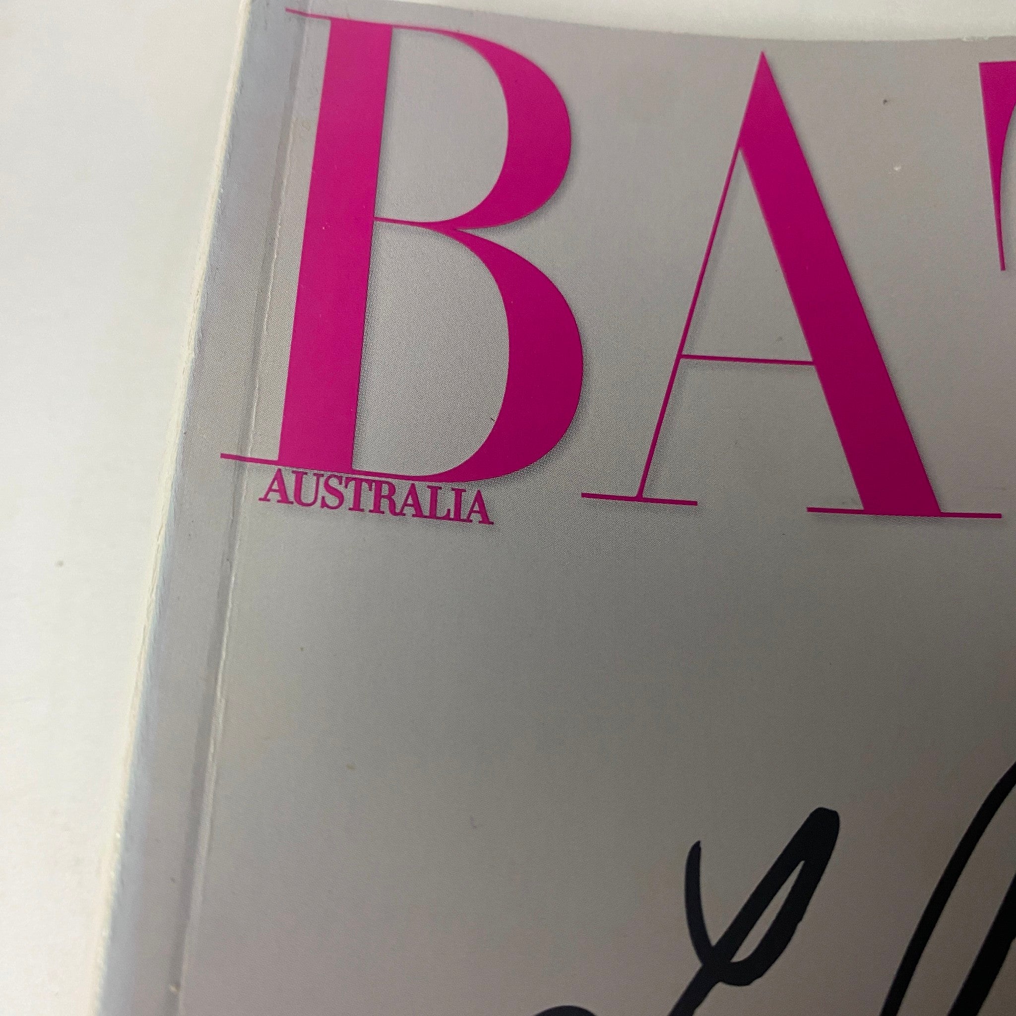 Close-up detail of the Harper's Bazaar Australia Magazine May 2010, emphasizing the magazine's title and branding. This edition features Lily Allen on the cover.