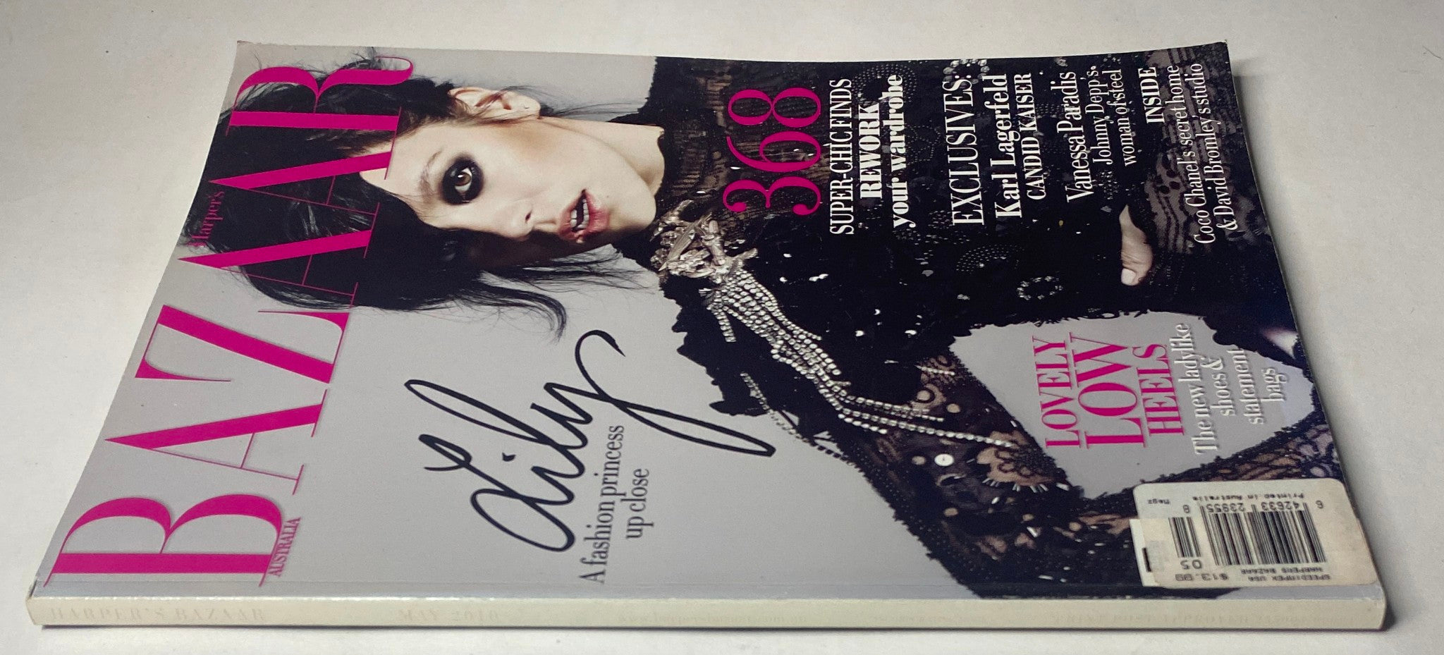 Cover of Harper's Bazaar Australia Magazine May 2010 featuring Lily Allen with striking makeup and fashion, showcasing high couture style.