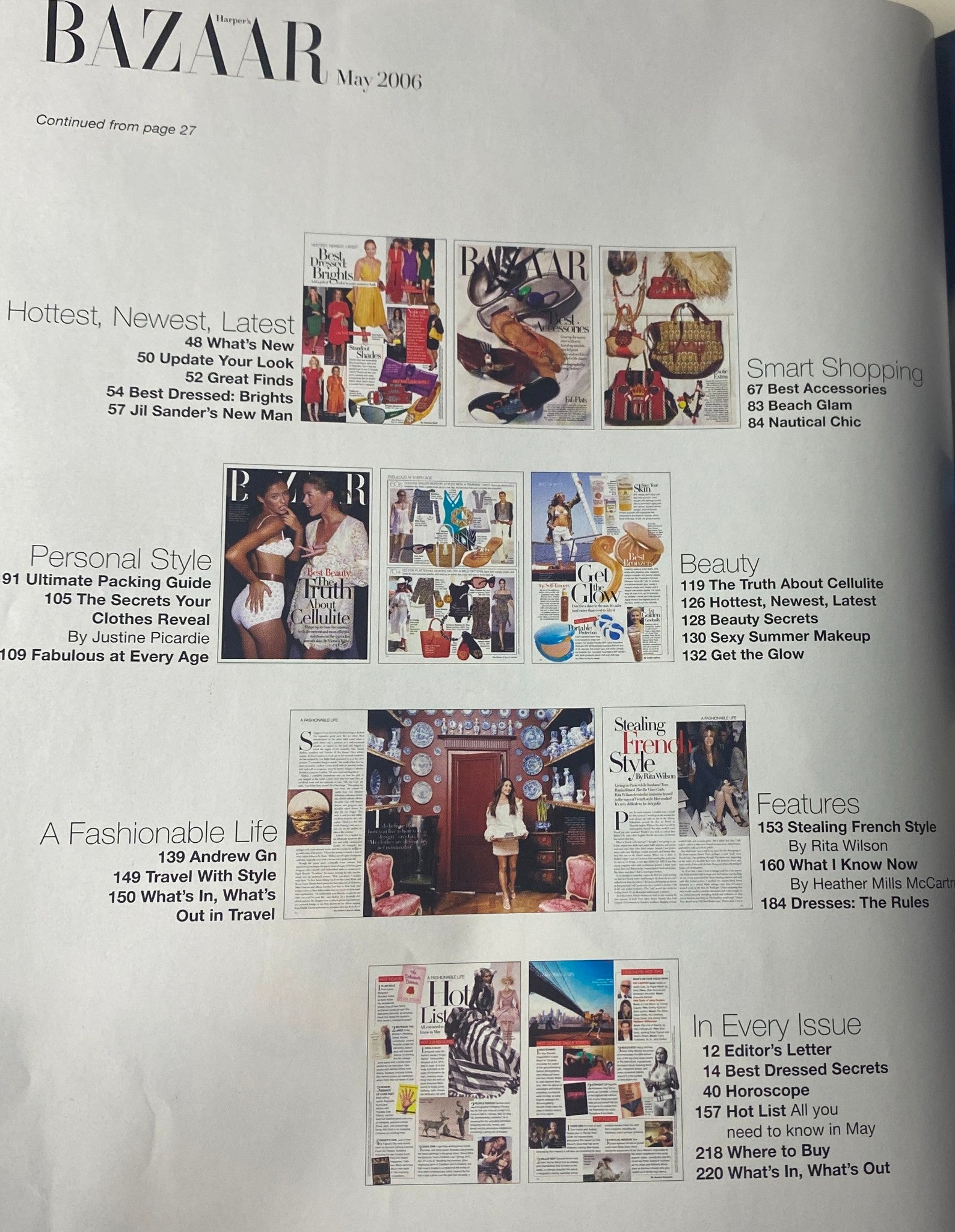 Harper's Bazaar Magazine May 2006, featuring editorial layouts with stylish fashion and product highlights in beauty, fashion, and lifestyle.