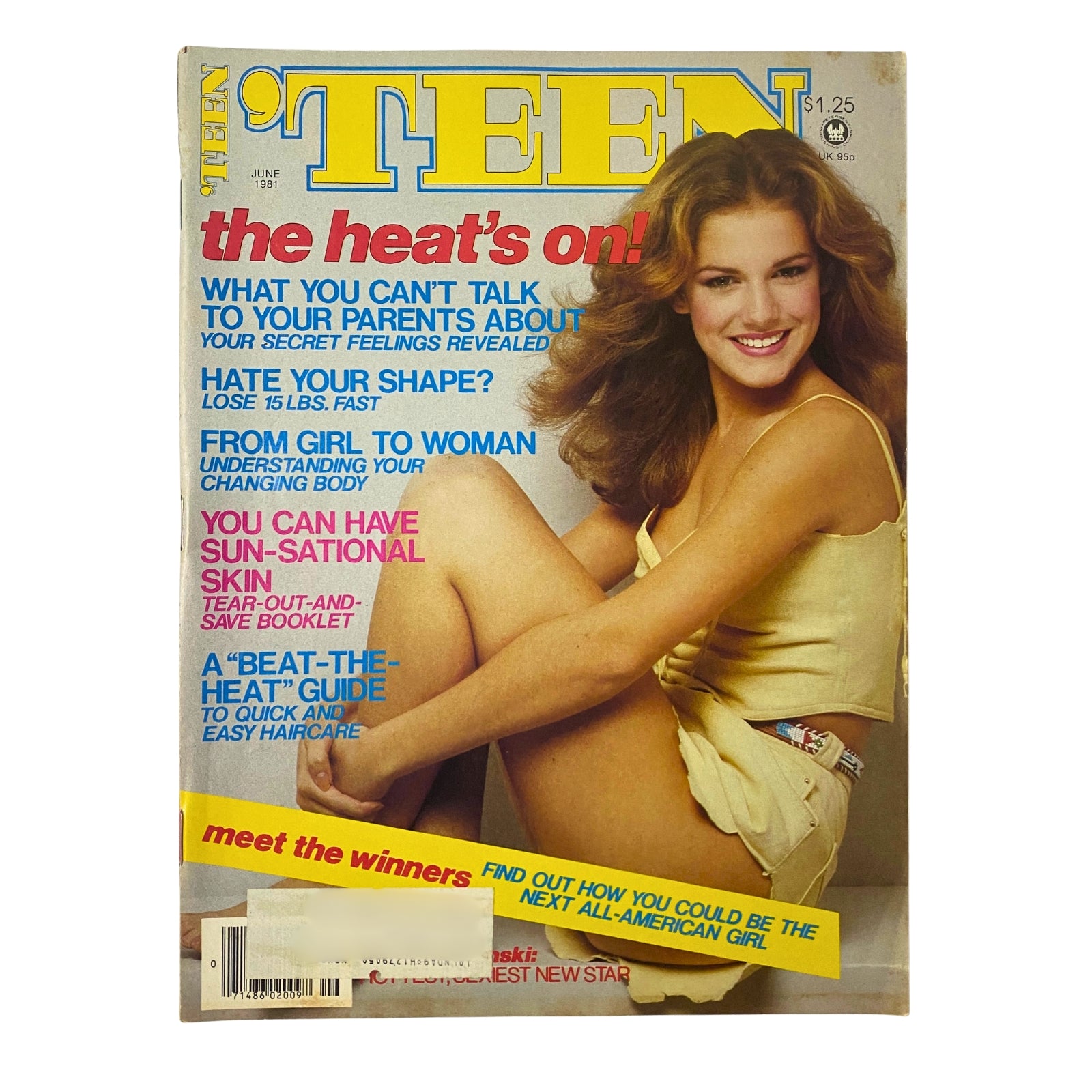 Cover of 'Teen Magazine June 1981 Vol 25 No. 6 From Girl to Woman Changing Body, featuring a woman in a swimsuit and bold text highlighting the issue's themes.