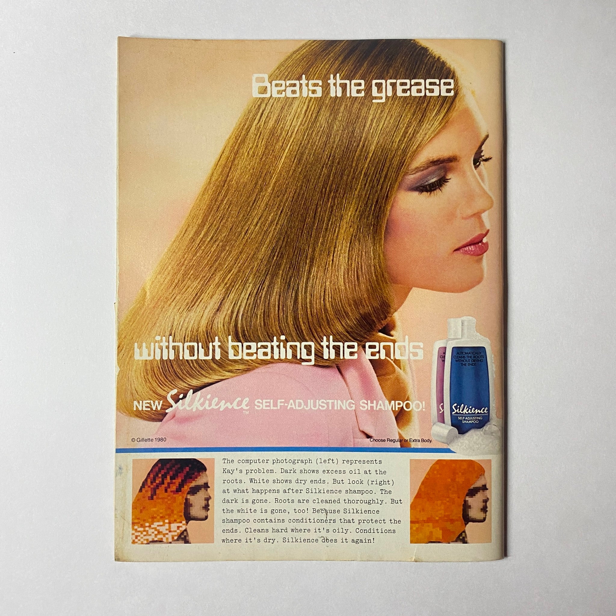 Advertisement for Silkenese self-adjusting shampoo from 'Teen Magazine March 1981 Vol 25 No. 3', promoting hair care without compromising ends.