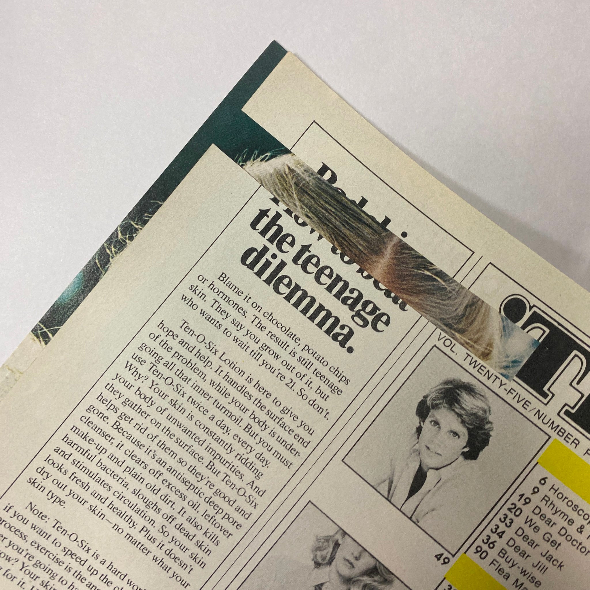 'Teen Magazine April 1981 - Inside page discussing the teenage dilemma, featuring a blend of advice and relatable content for teens navigating life's challenges.
