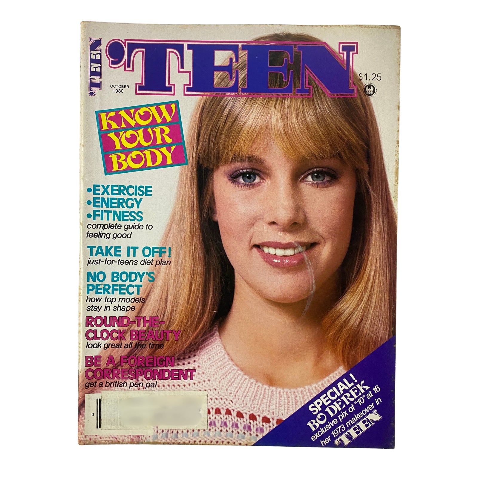 'Teen Magazine October 1980 Vol 24 No. 10 cover featuring a young woman with blonde hair, promoting health and beauty tips.
