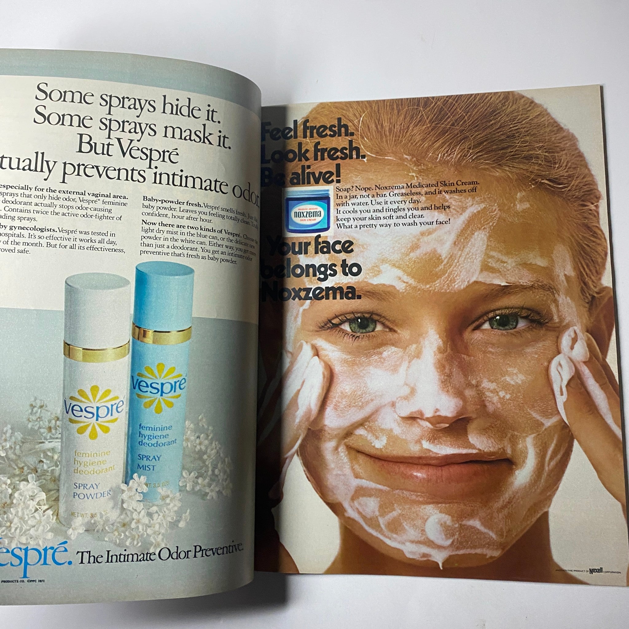 A model using Vesperé skincare products in Seventeen Magazine June 1971, promoting beauty and self-care tips. Title: Seventeen Magazine June 1971 Happy Easter Jeremy Birthday No Label VG.