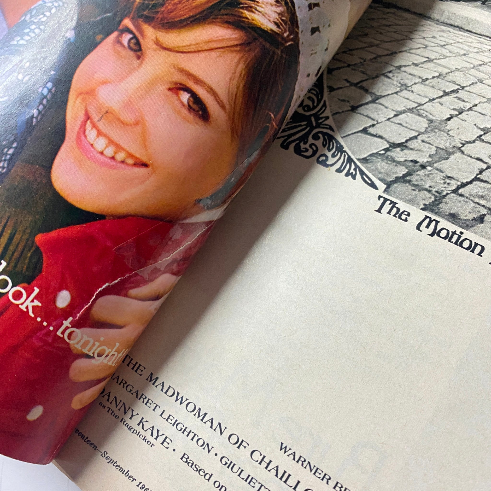 Interior page of Seventeen Magazine September 1969 displaying a vibrant image of a young woman, part of the article 'On Stage: How To Be A Fashion Star'.