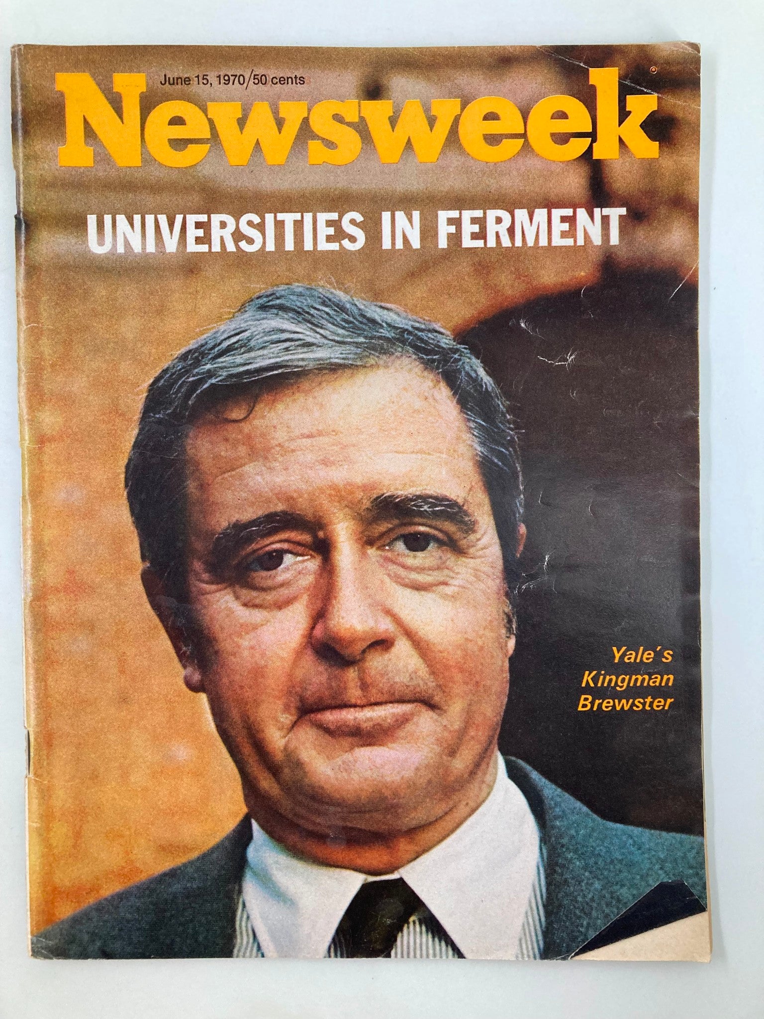 Cover of VTG Newsweek Magazine dated June 15, 1970, featuring Yale's Kingman Brewster with the headline 'Universities in Ferment' highlighting significant discussions in education during that era.