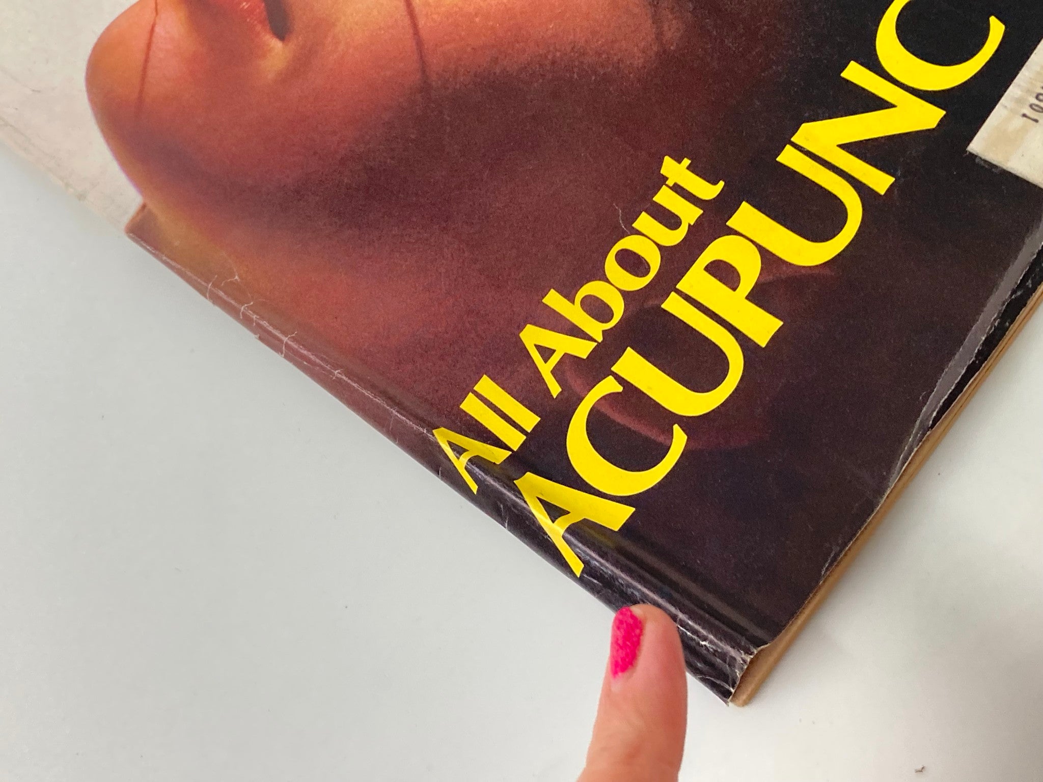 Close-up view of the corner of the VTG Newsweek Magazine August 14 1972 cover, highlighting the title 'All About Acupuncture' and wear signs on the cover.