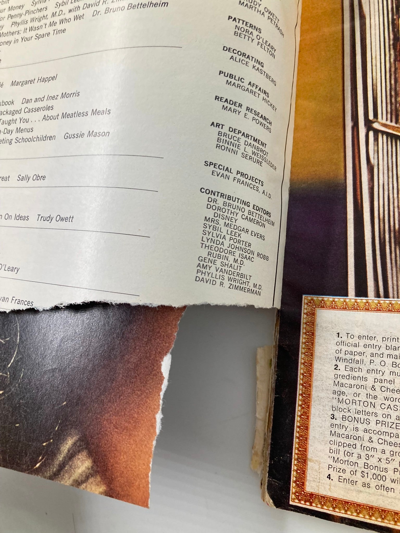 Interior page of the VTG Ladies' Home Journal Magazine March 1970, displaying contributors and editorial information. Features a section marked 'Contributing Editors' with names and roles, relevant to the theme 'Rebellion Among The Astronauts'.