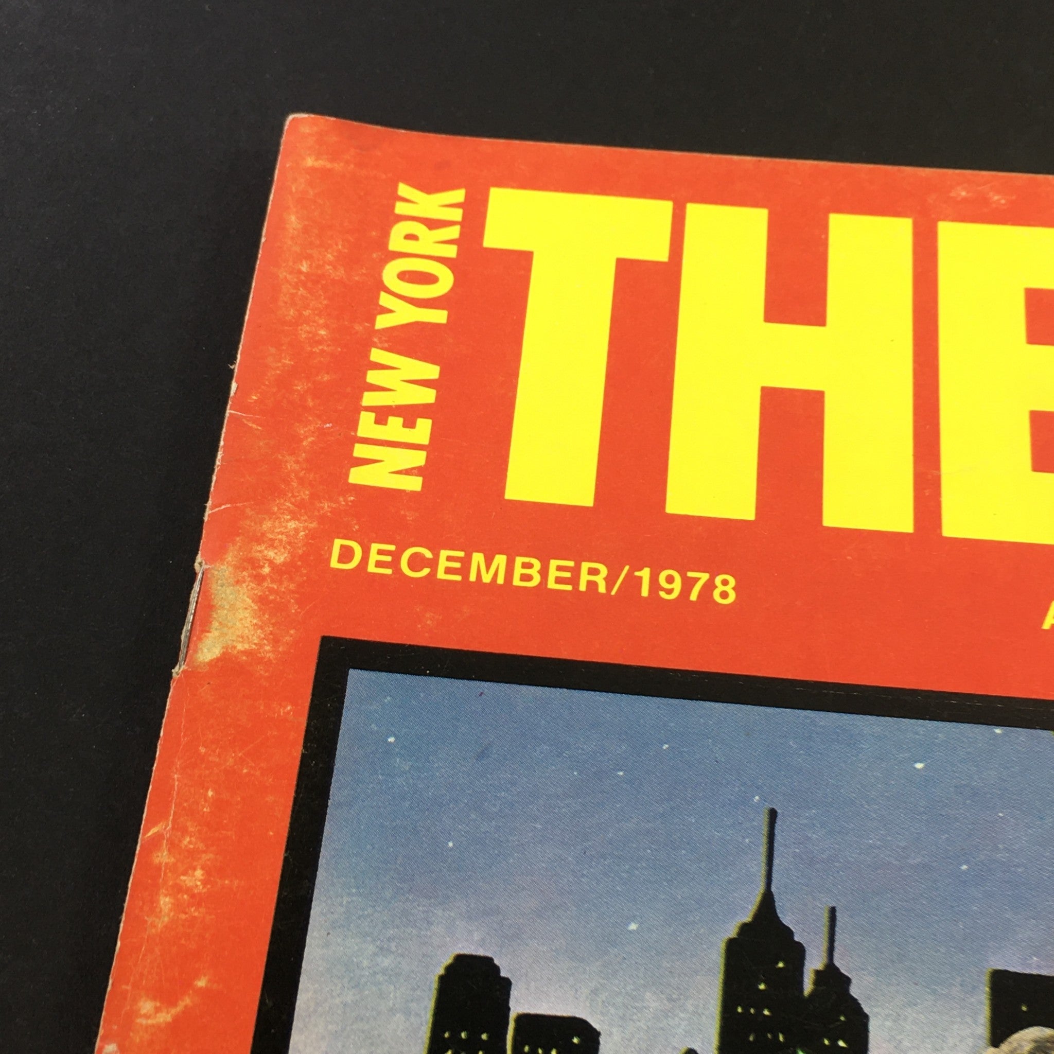 Top portion of the front cover of VTG New York Theatre Review Magazine December 1978, showcasing the magazine title and date.