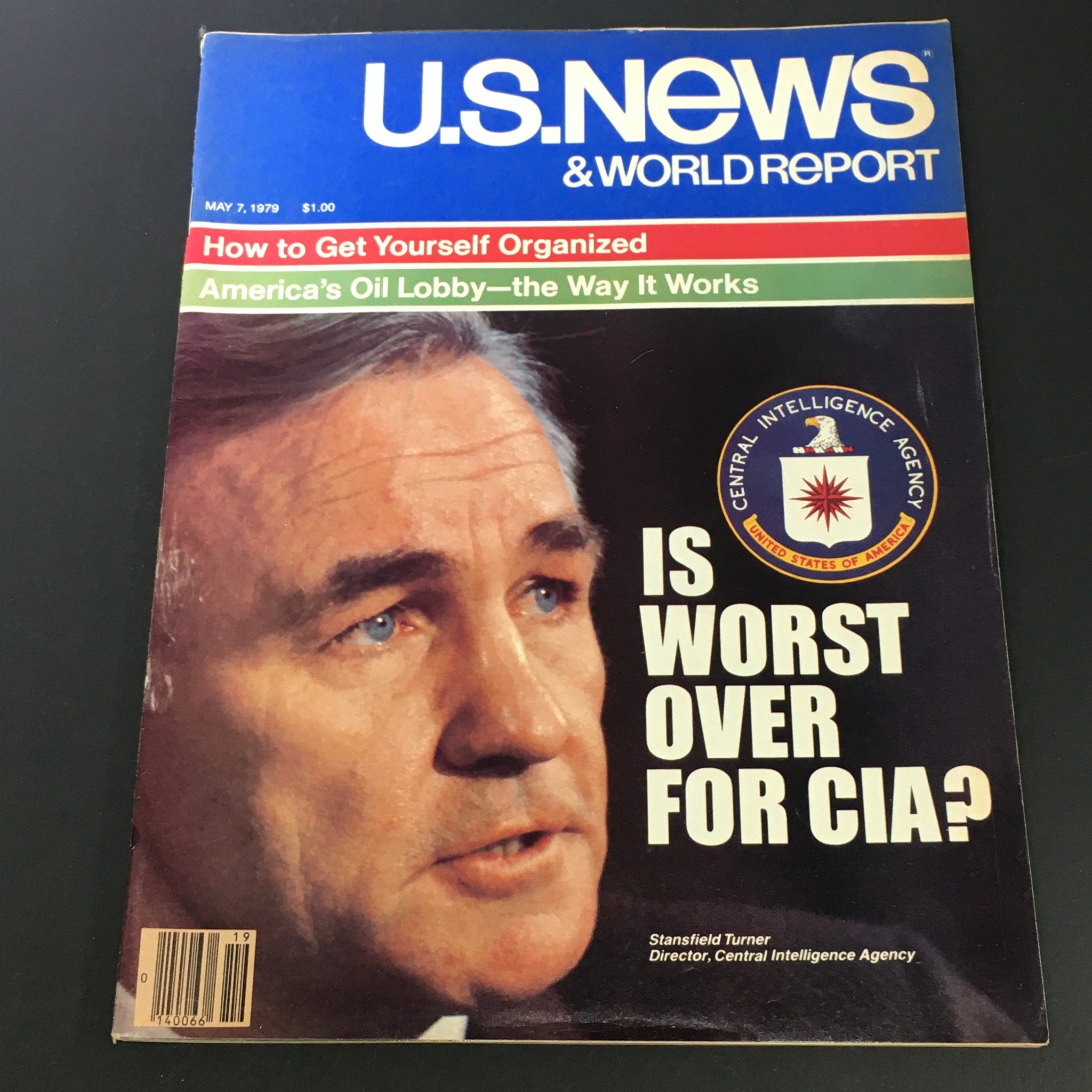 Vintage U.S. News & World Report magazine cover from May 7, 1979, featuring Stansfield Turner, CIA Director, with a focus on intelligence operations and political insights.