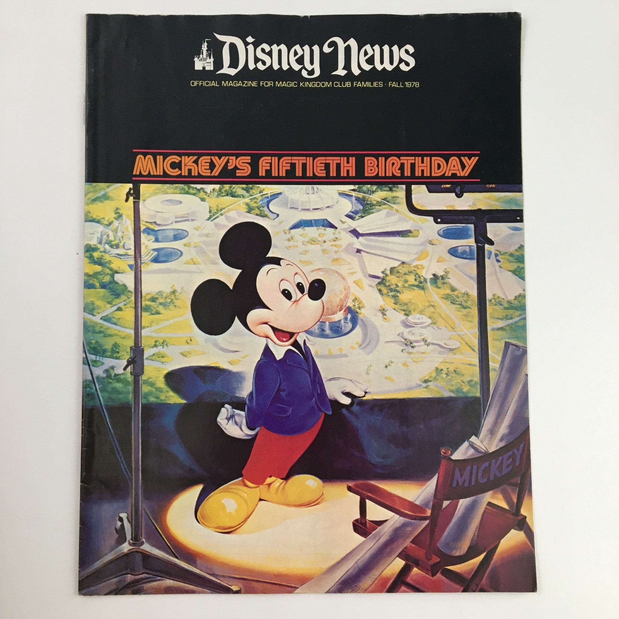 Cover of Disney News Magazine Fall 1978 featuring Mickey Mouse celebrating his 50th birthday, showcasing vibrant illustrations and retro design, perfect for Disney collectors.