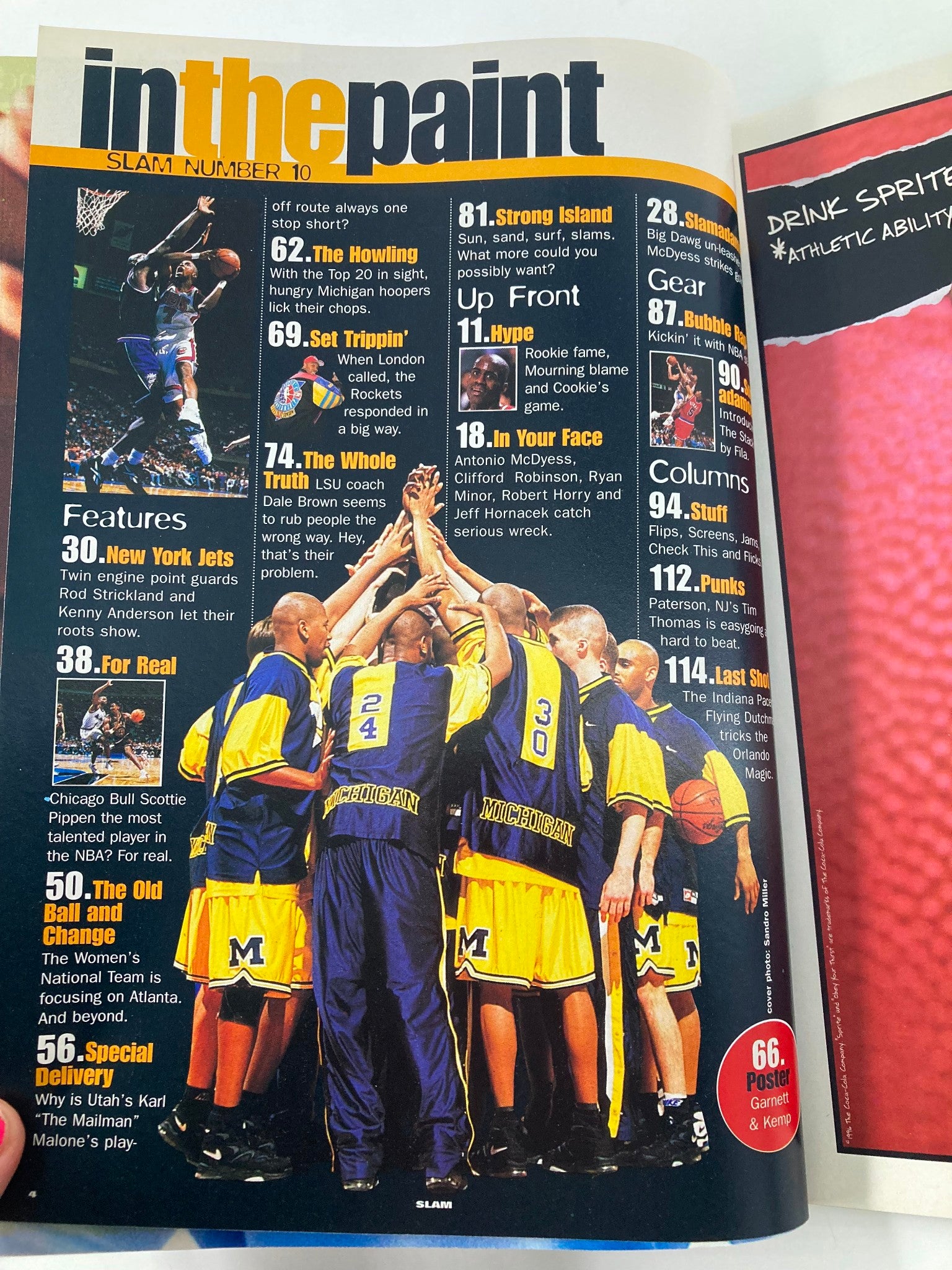 Slam Magazine March 1996 Chicago Bulls Scottie Pippen featuring the interior page with various articles and highlights from the magazine.