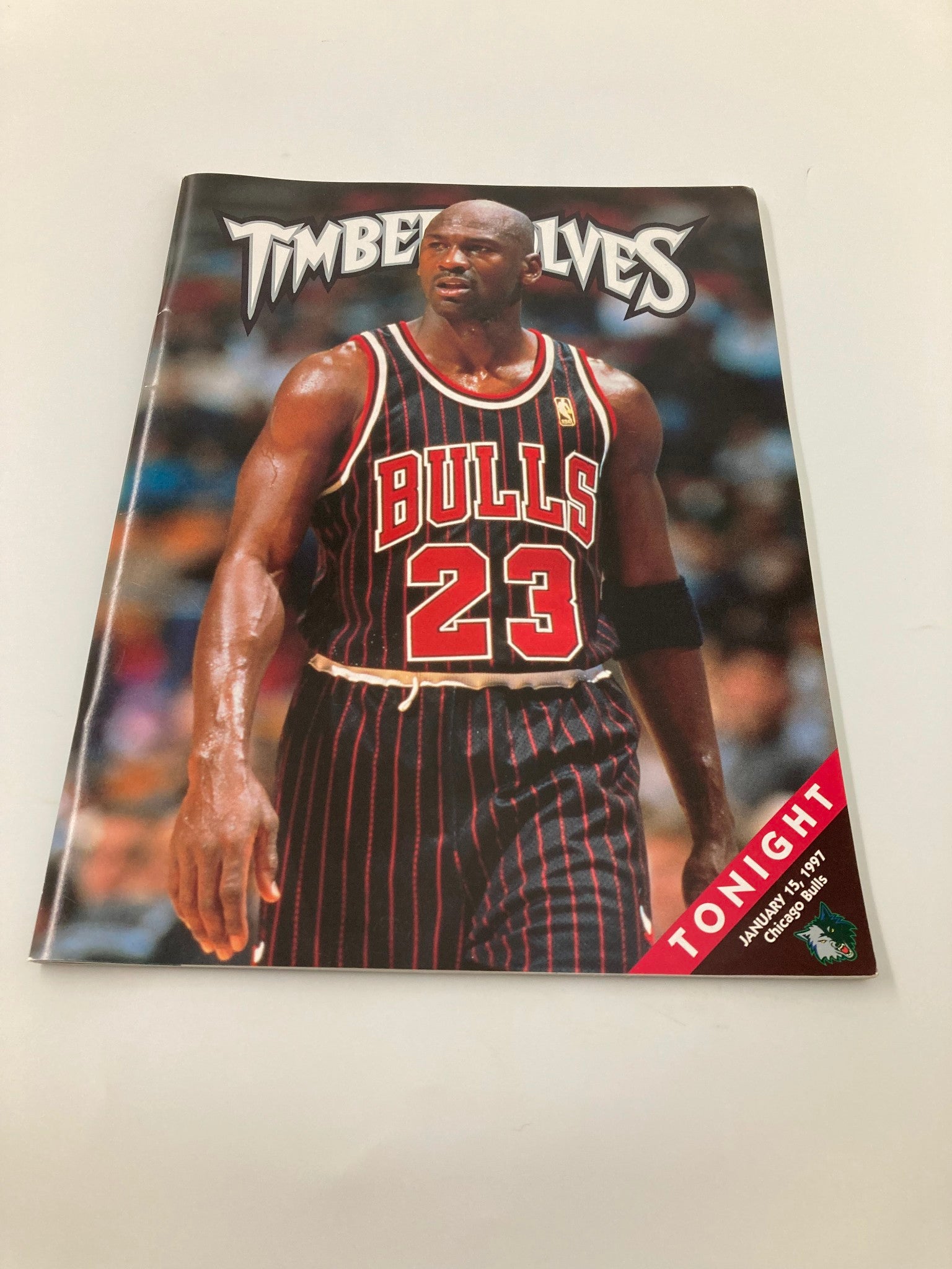 Cover of Timberwolves Tonight Magazine January 15, 1997 featuring Michael Jordan in Chicago Bulls uniform, showcasing a piece of sports history and basketball memorabilia.