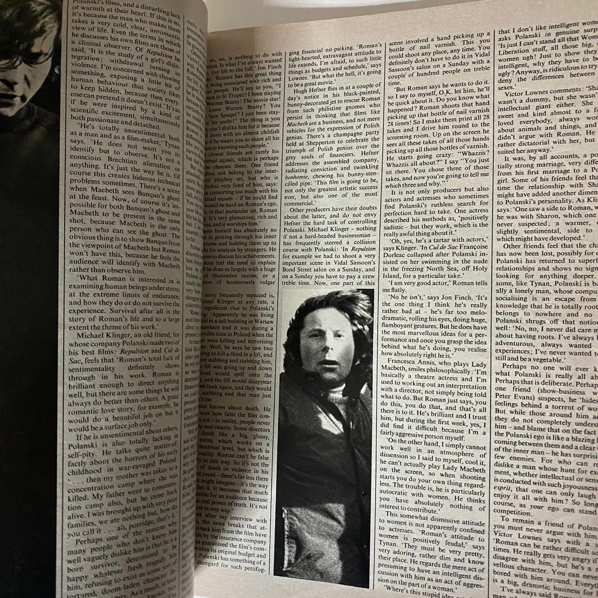 Page from VTG Nova Magazine May 1971 featuring an article alongside a black and white photograph, showcasing the artistic style and cultural themes of the early 1970s, with a focus on Amanda Lear's iconic influence.