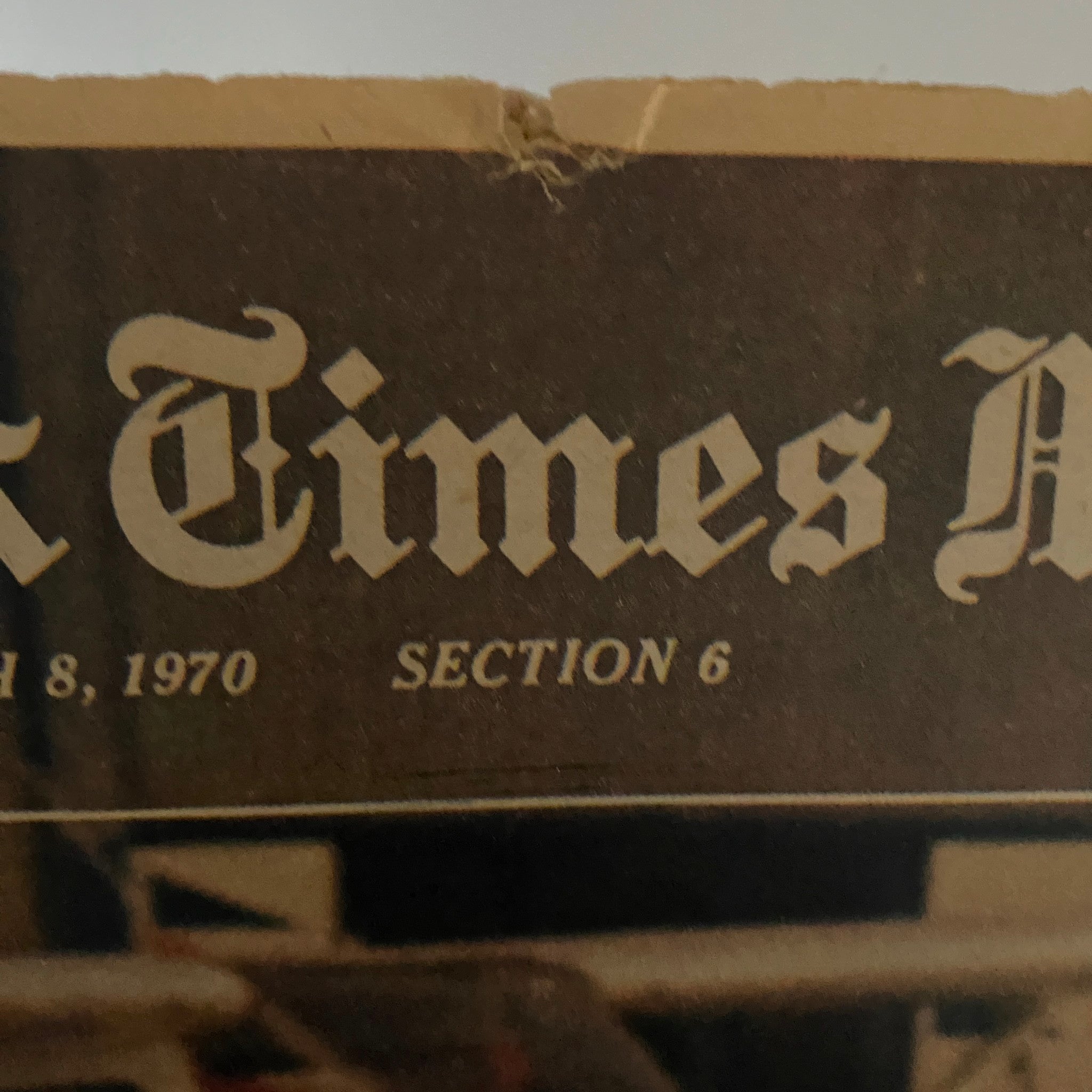 Close-up of the header from The New York Times Magazine March 8, 1970, displaying the title and section information.