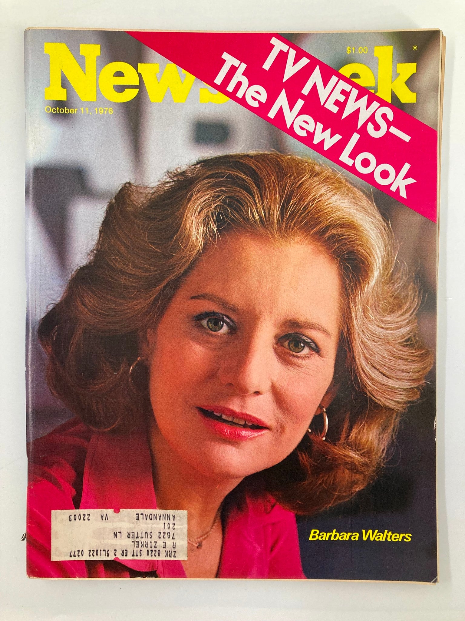 VTG Newsweek Magazine from October 11, 1976, featuring Barbara Walters on the cover with the headline "TV News - The New Look." The magazine highlights the evolution of television journalism and women's roles in broadcasting.