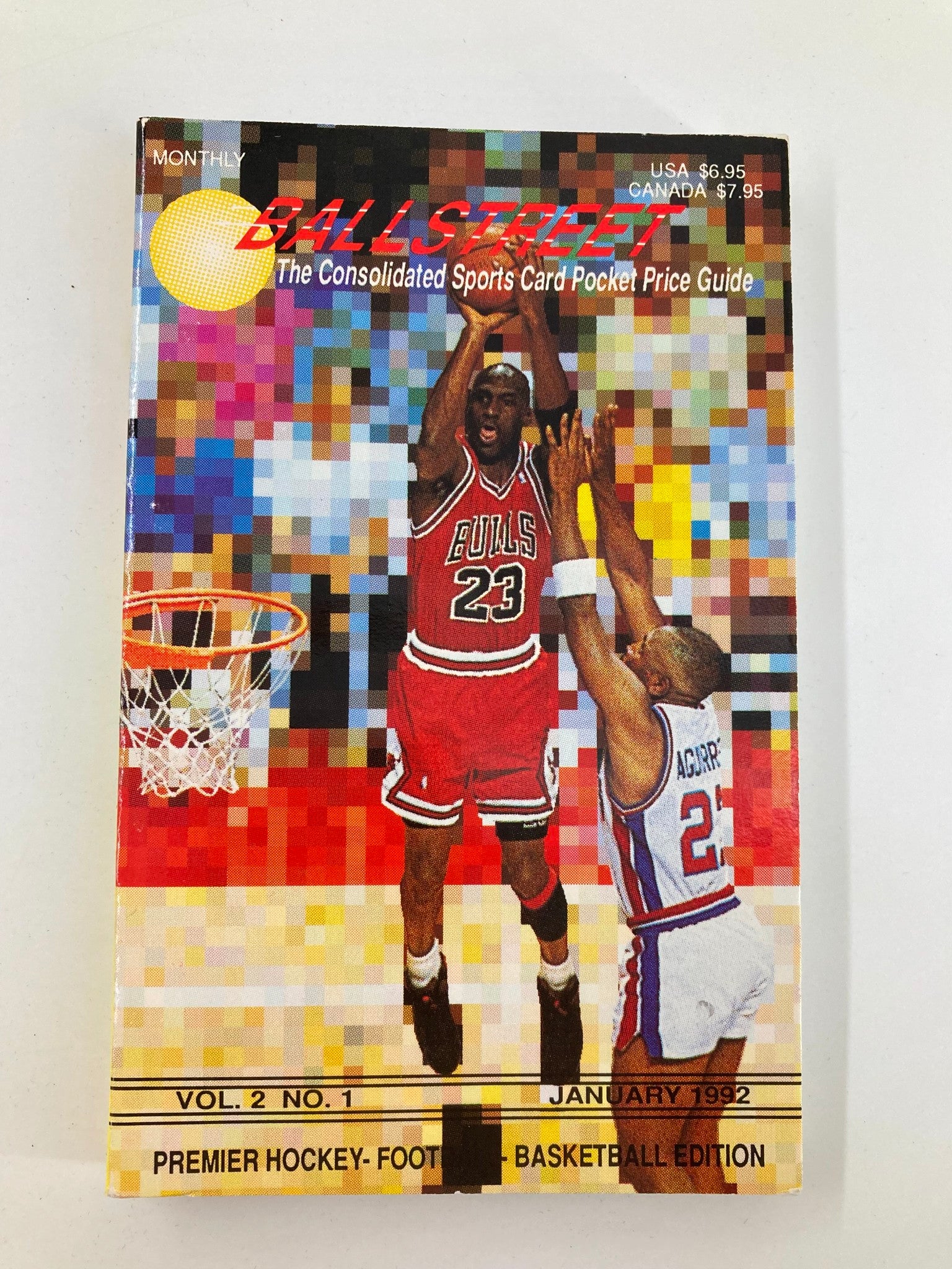 Ballstreet Magazine Vol 2 No. 1 January 1992 cover featuring Michael Jordan in action, showcasing basketball dynamic imagery and vibrant colors.