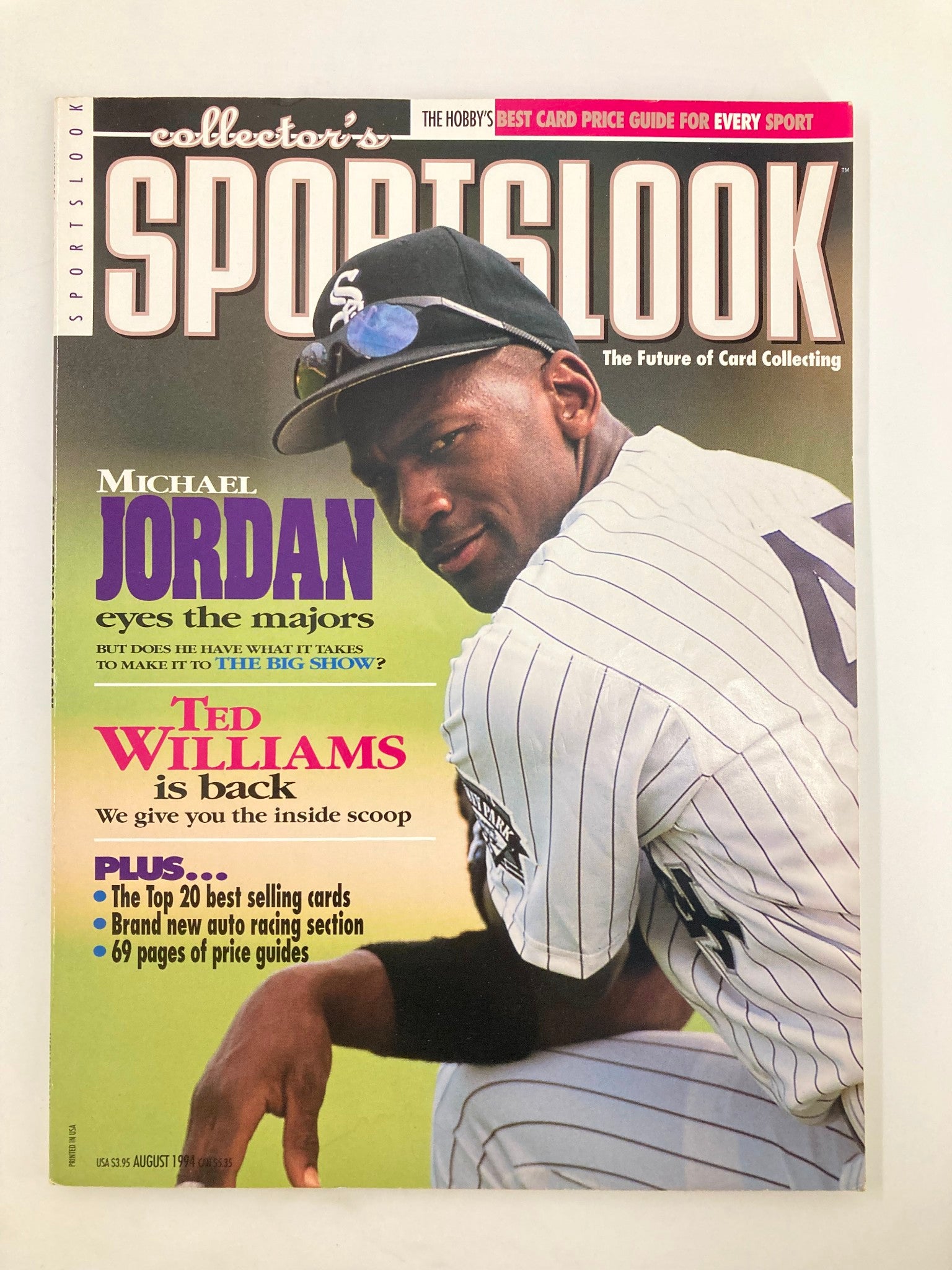Collector's Sportslook Magazine August 1994 featuring Michael Jordan on the cover, showcasing his baseball career and vintage sports memorabilia.