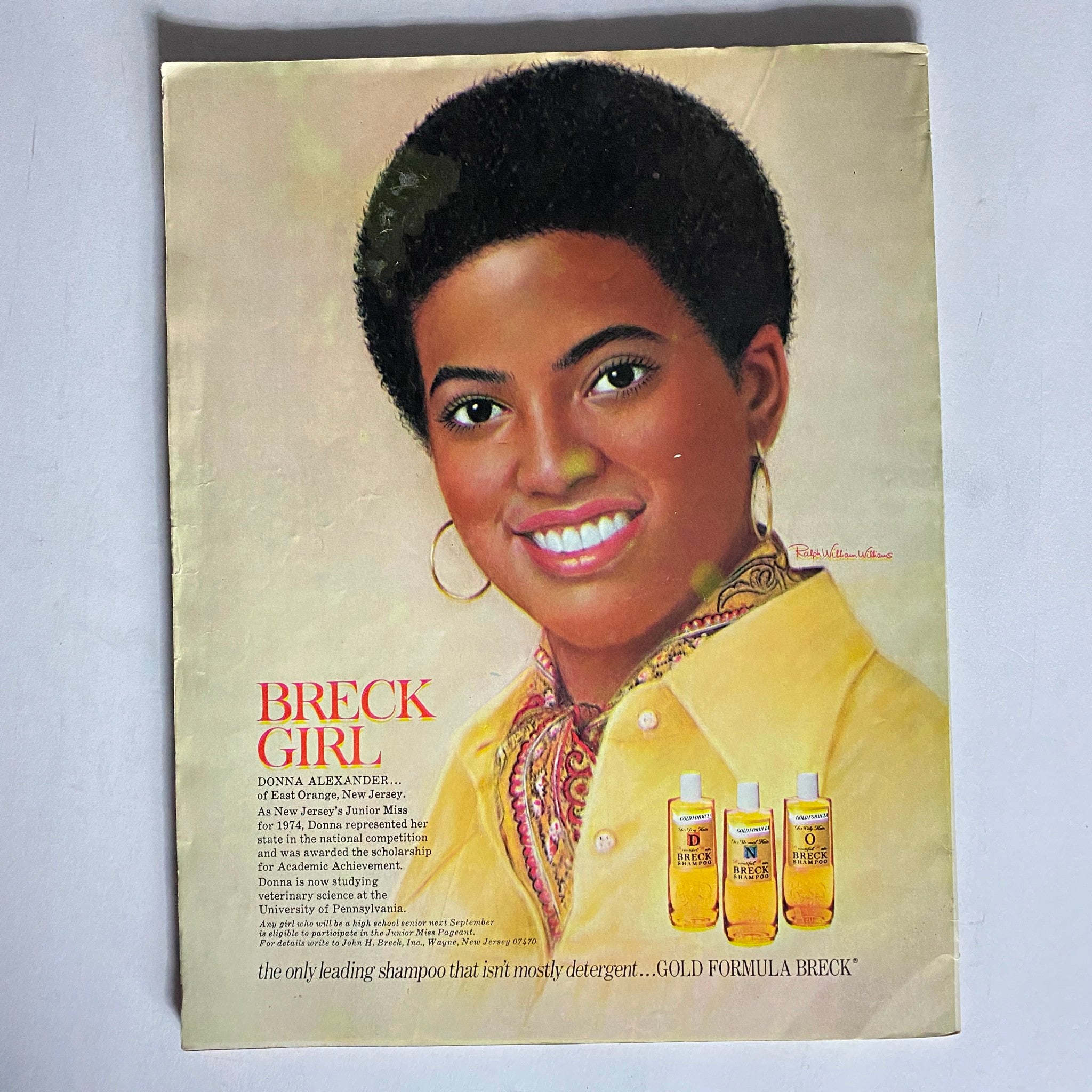 Advertisement page in VTG Seventeen Magazine March 1975 featuring a Breck Girl showcasing haircare products, reflecting the beauty trends of the era.