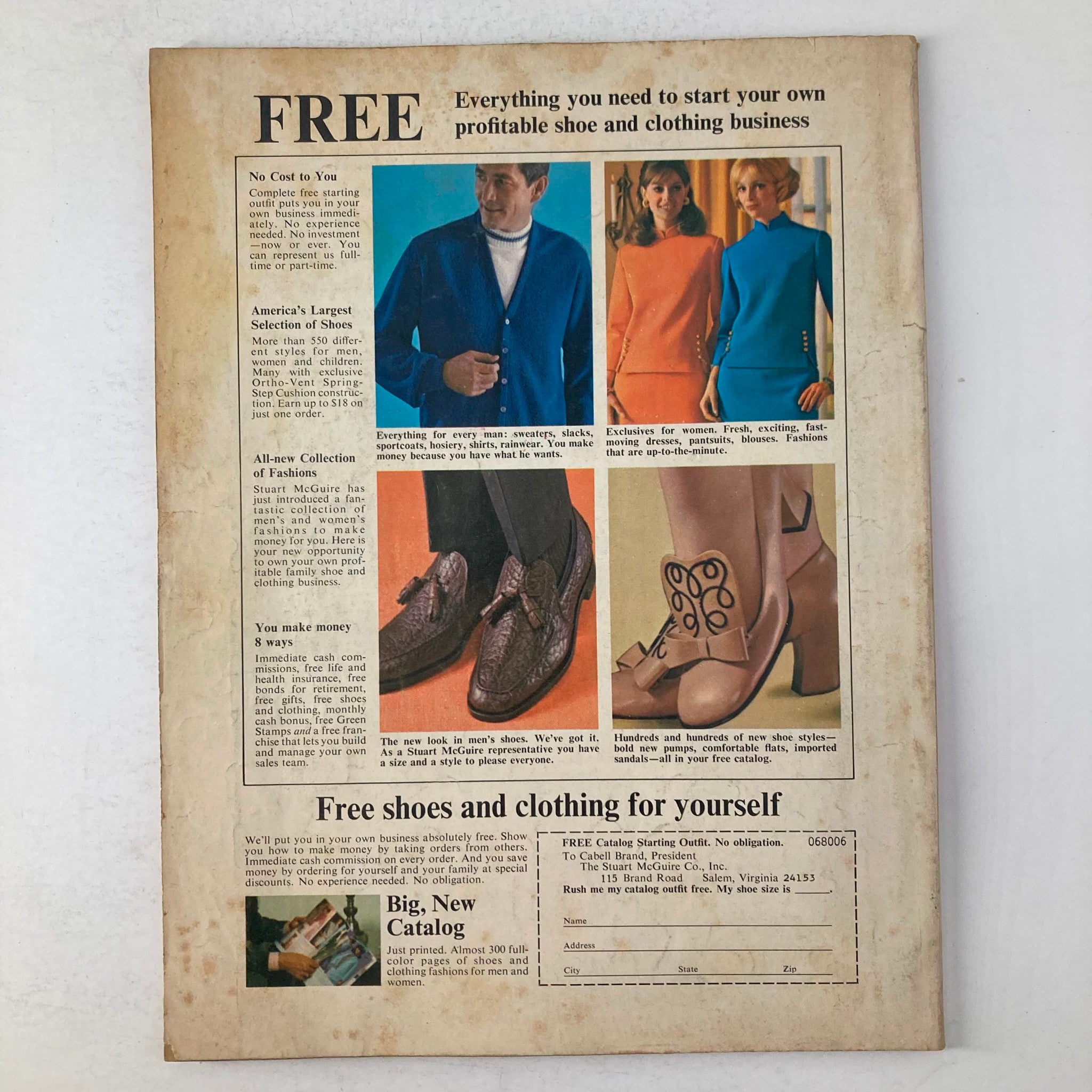 Back cover of Who's Who in The Country & Western World Magazine 1970, showcasing an advertisement for a shoe and clothing business opportunity.