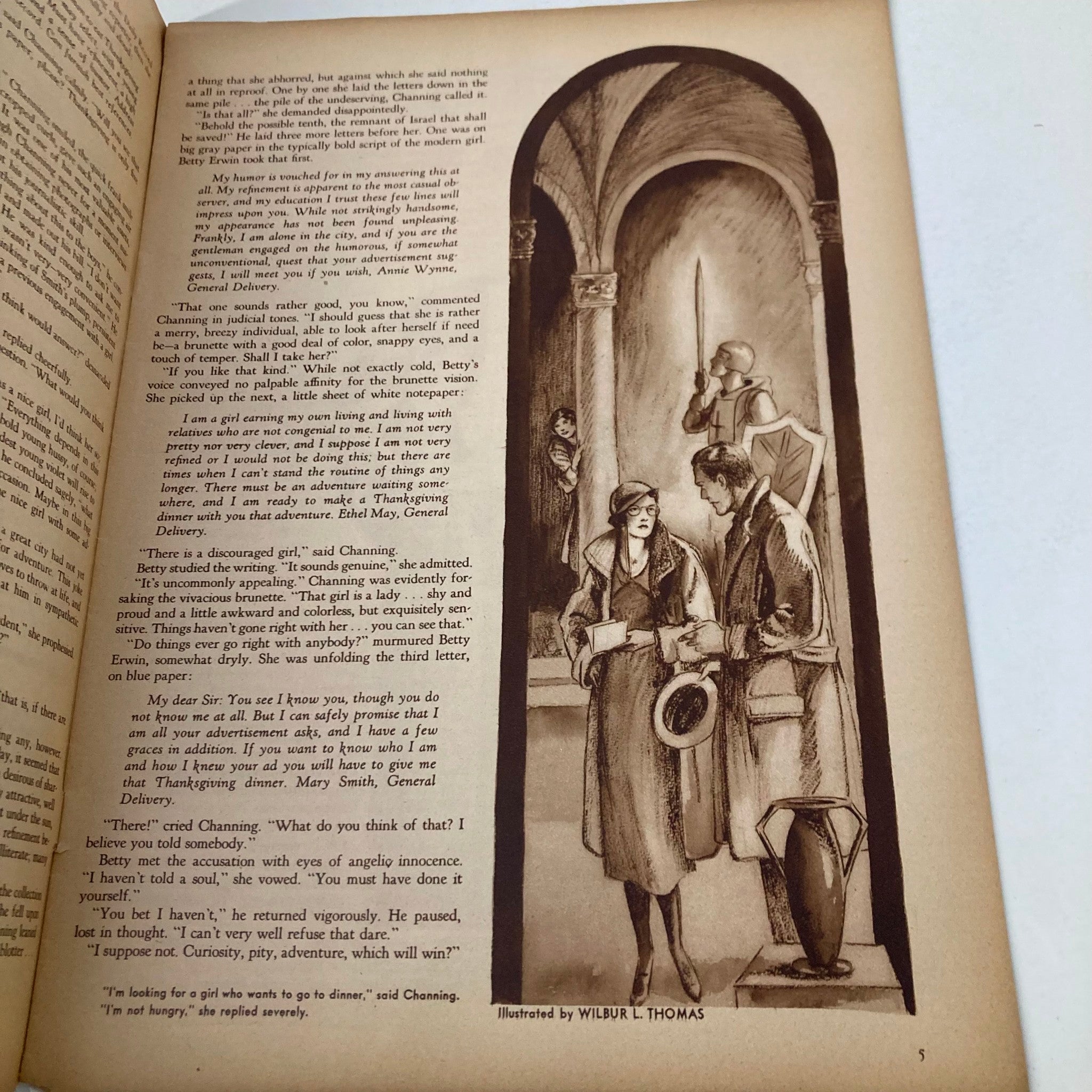 Interior page of VTG The Family Circle Magazine November 18, 1932, illustrated by Wilbur L. Thomas, depicting a dialogue scene between characters.