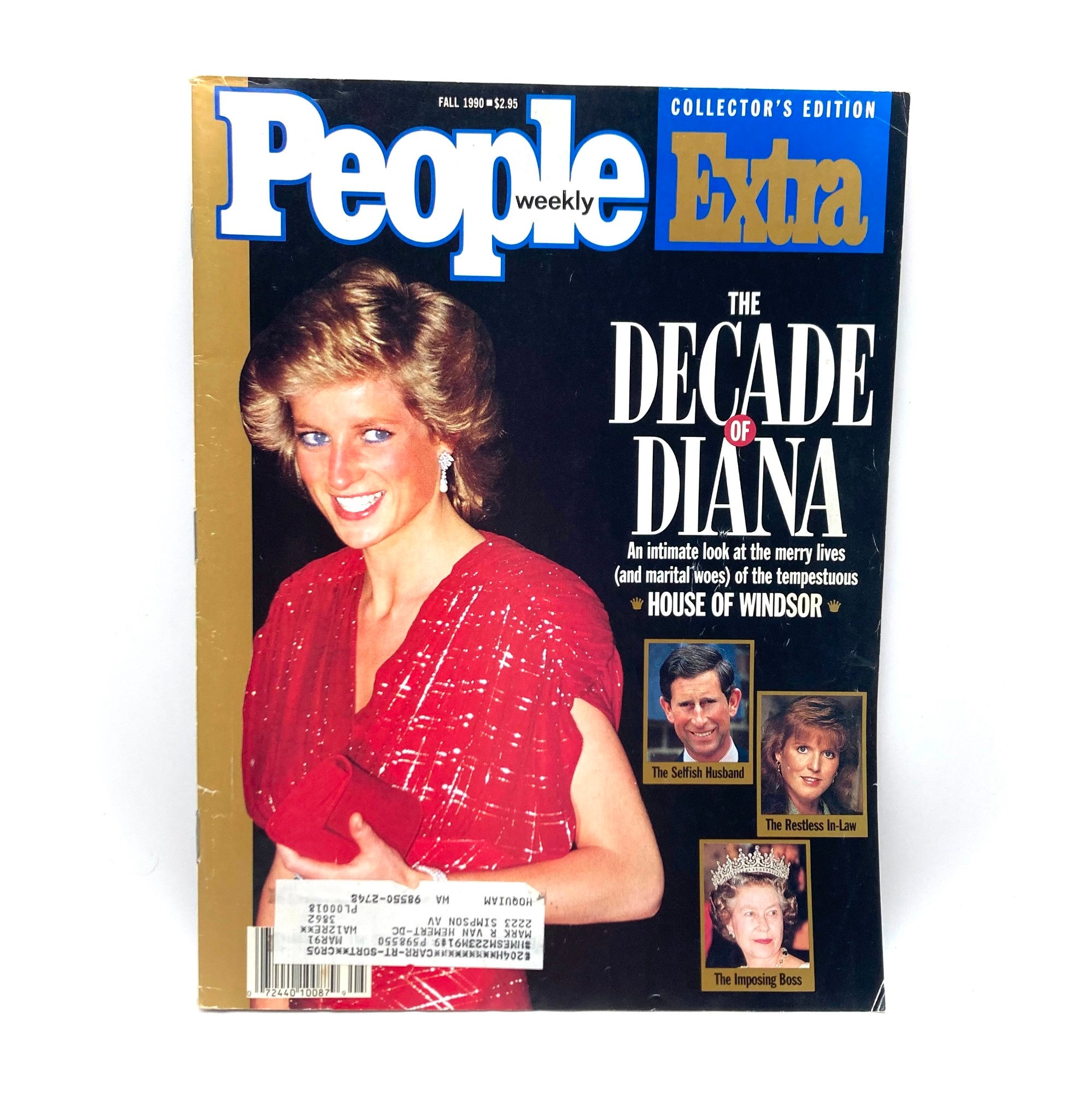 People Weekly Magazine Fall 1990 titled 'The Decade of Diana at House of Windsor', featuring Princess Diana on the cover, highlighting her influence within the royal family.